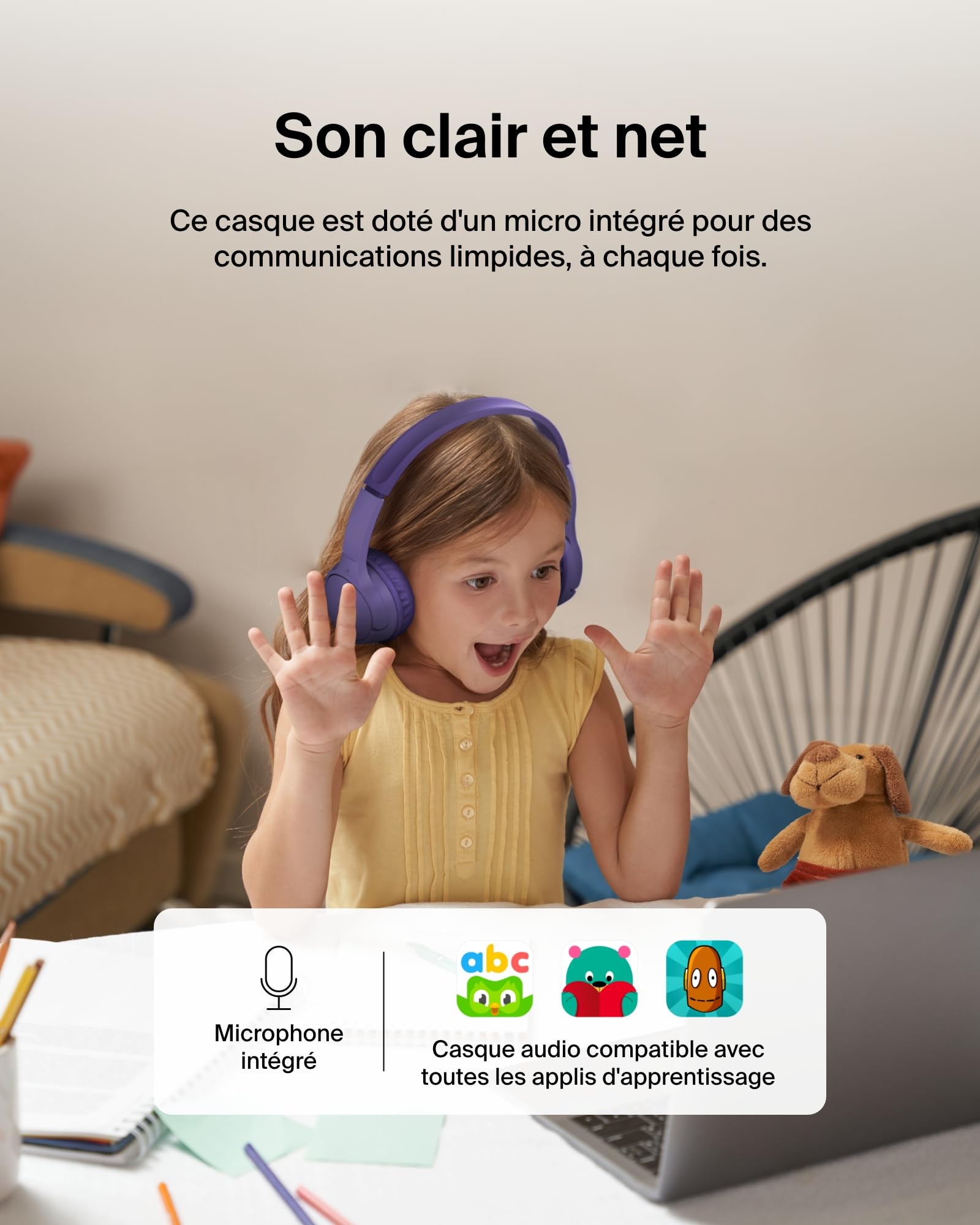 belkin-soundform-mini-casque-enfant-bluetooth-sans-fil-violet image 6
