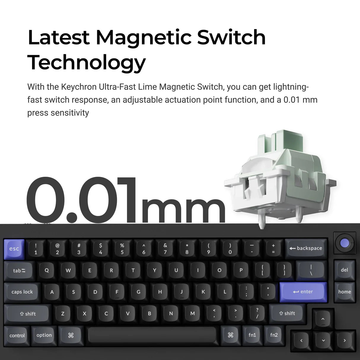 keychron-q2-he-8k-clavier-m-canique-filaire-65-switch-magn-tique-lime image 7