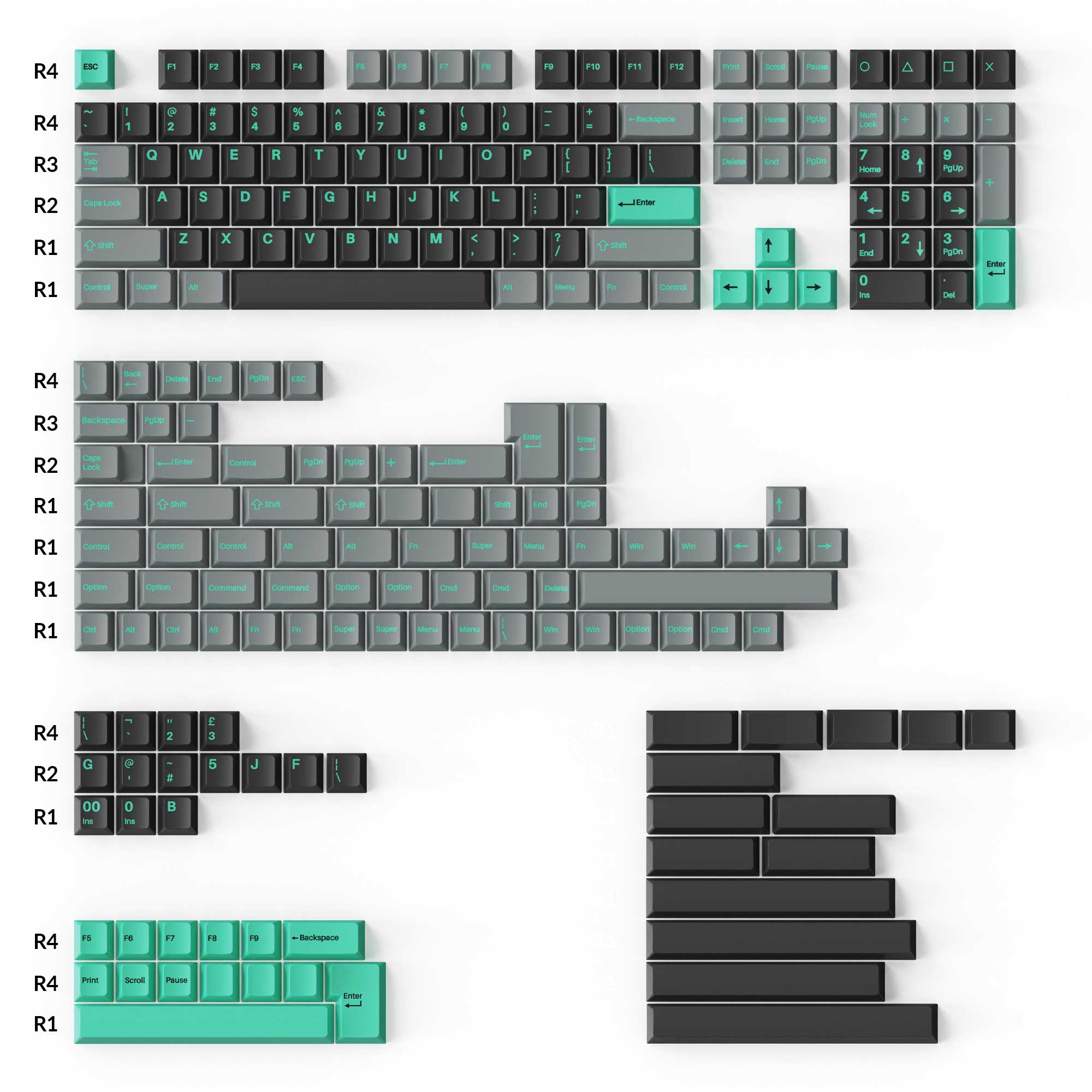 keychron-set-de-keycaps-hacker-mint-cherry-pbt-double-shot-full-set image 1
