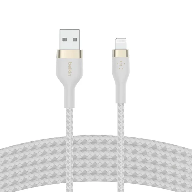belkin-boostcharge-pro-flex-c-ble-usb-a-vers-lightning-3-m-blanc-mfi image 1