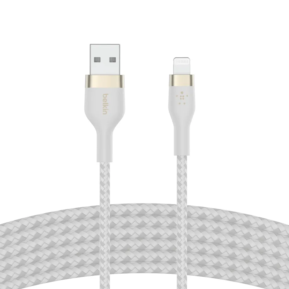 belkin-boostcharge-pro-flex-c-ble-usb-a-vers-lightning-3-m-blanc-mfi image 1