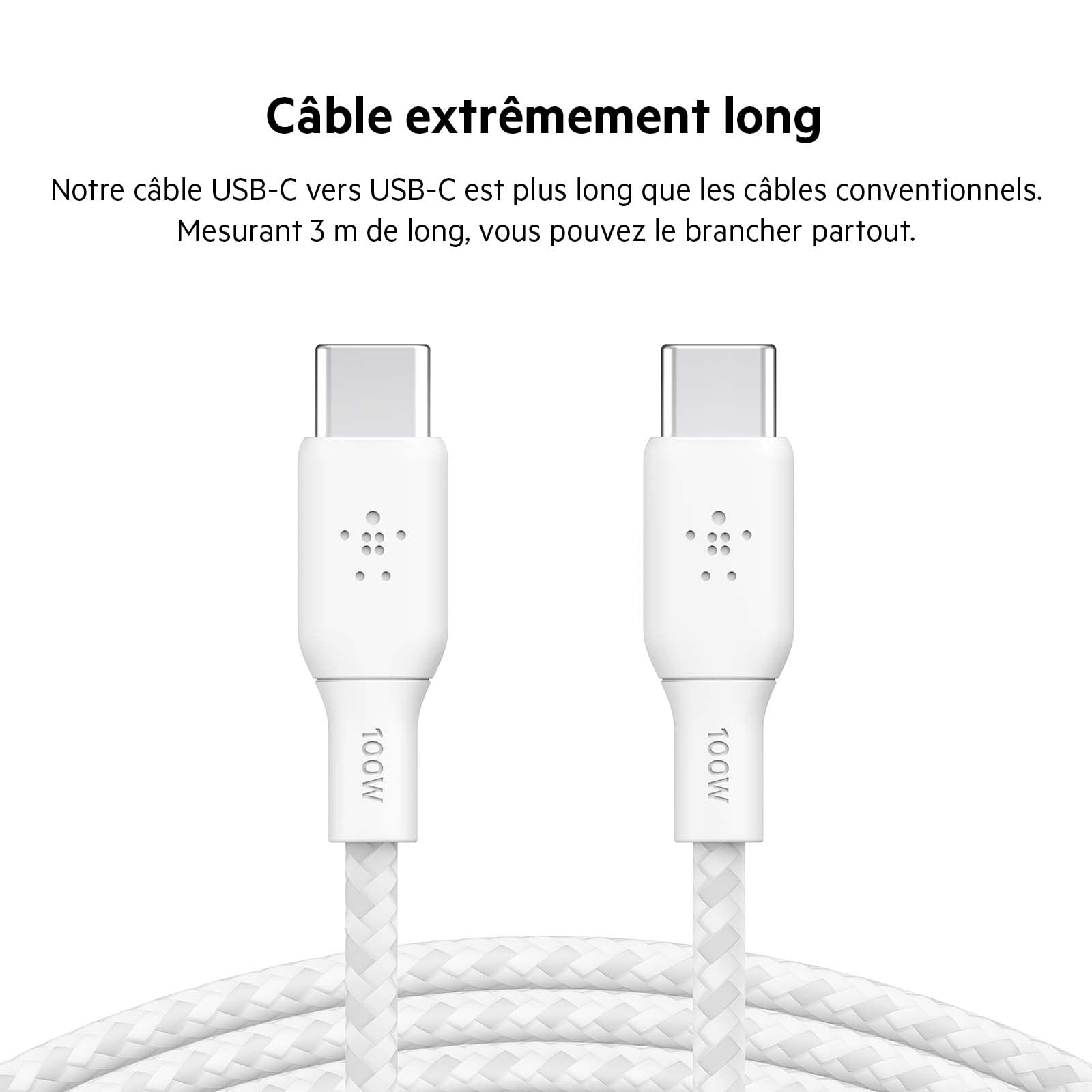 belkin-c-ble-usb-c-vers-usb-c-100-w-tress-nylon-3-m-blanc image 7
