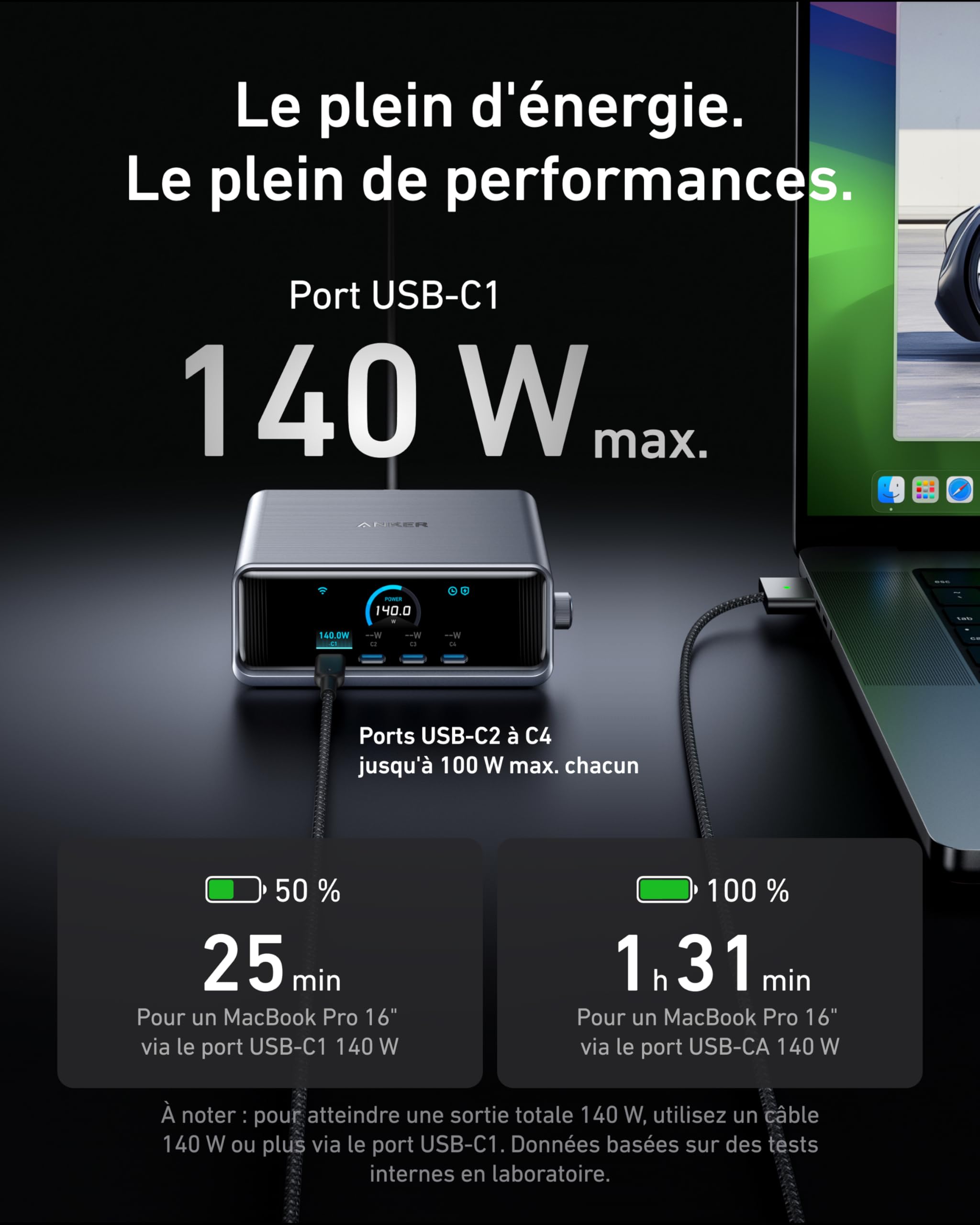 anker-prime-chargeur-usb-c-250w-6-ports-gan-cran-lcd image 3
