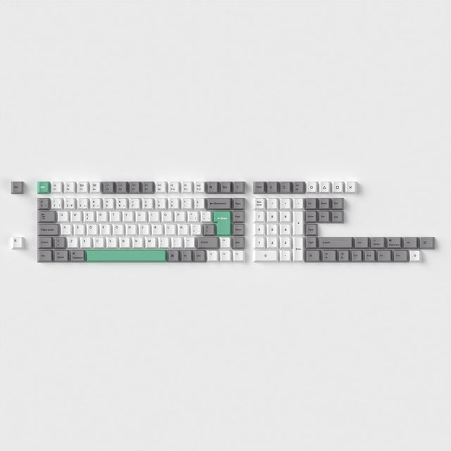 keychron-set-de-keycaps-iso-cherry-dye-sub-pbt-full-set-gris-blanc-menthe image 2