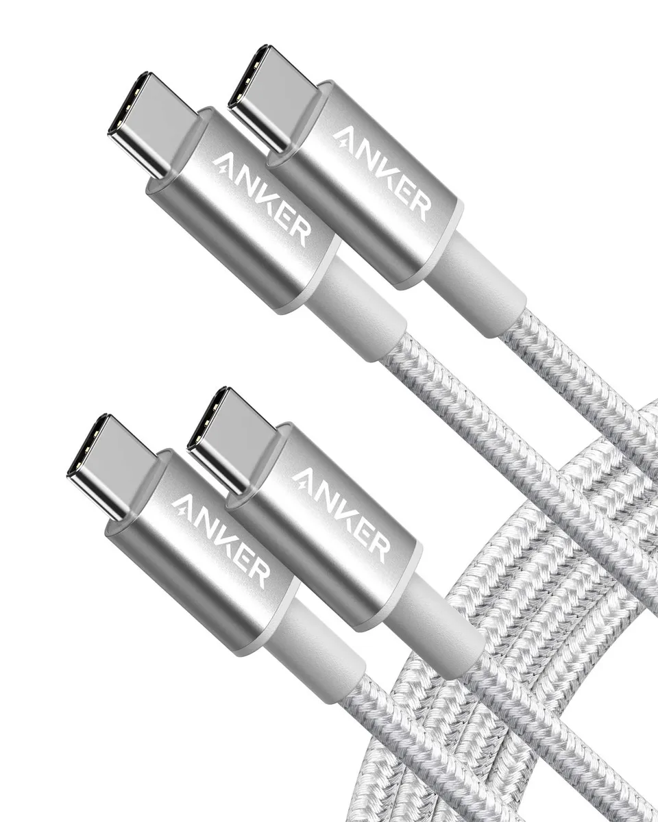 anker-powerline-lot-de-2-c-bles-usb-c-vers-usb-c-60w-1-8-m-nylon-argent image 1