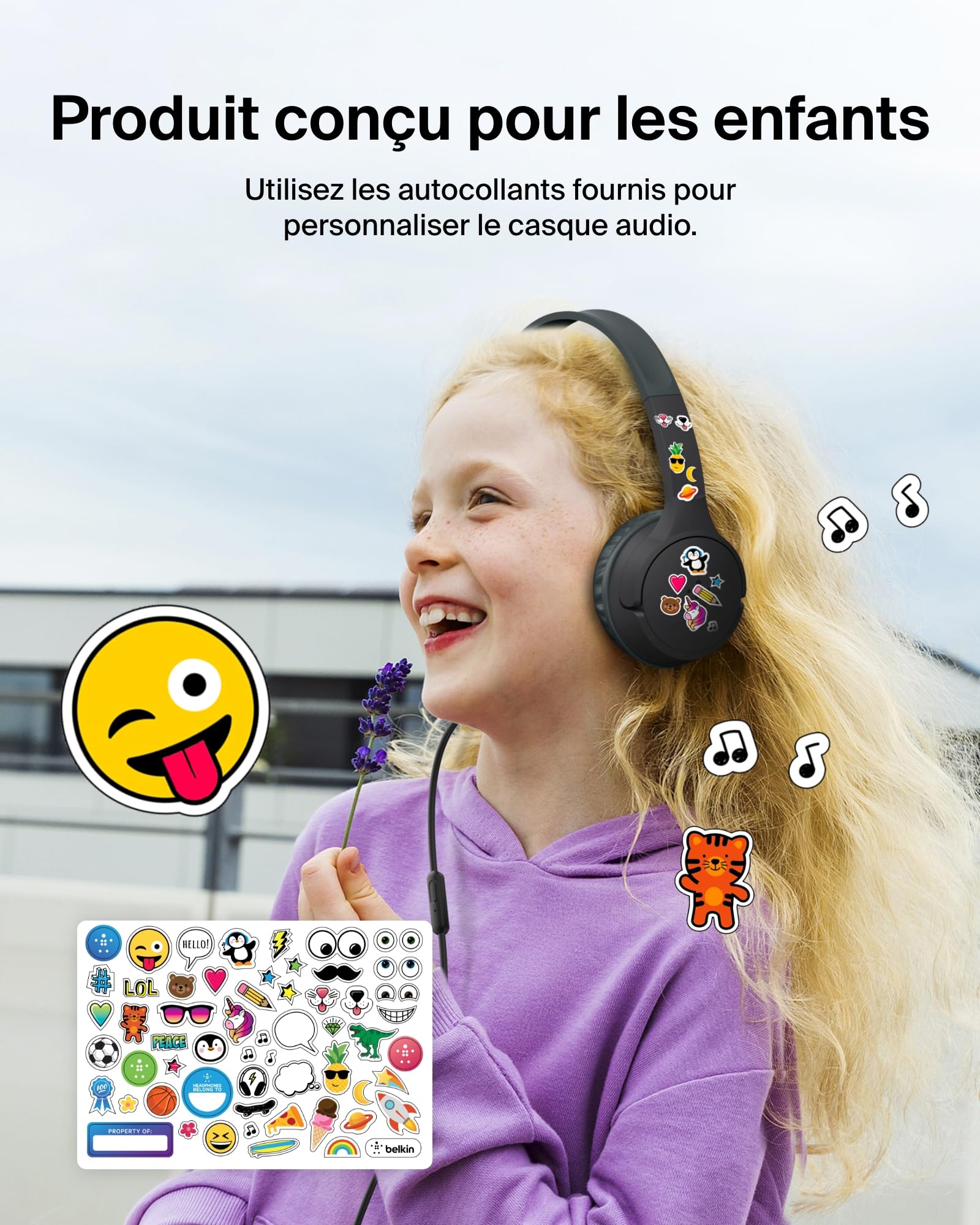 belkin-soundform-mini-casque-enfant-filaire-usb-c-jack-3-5-mm-noir-85-db image 7