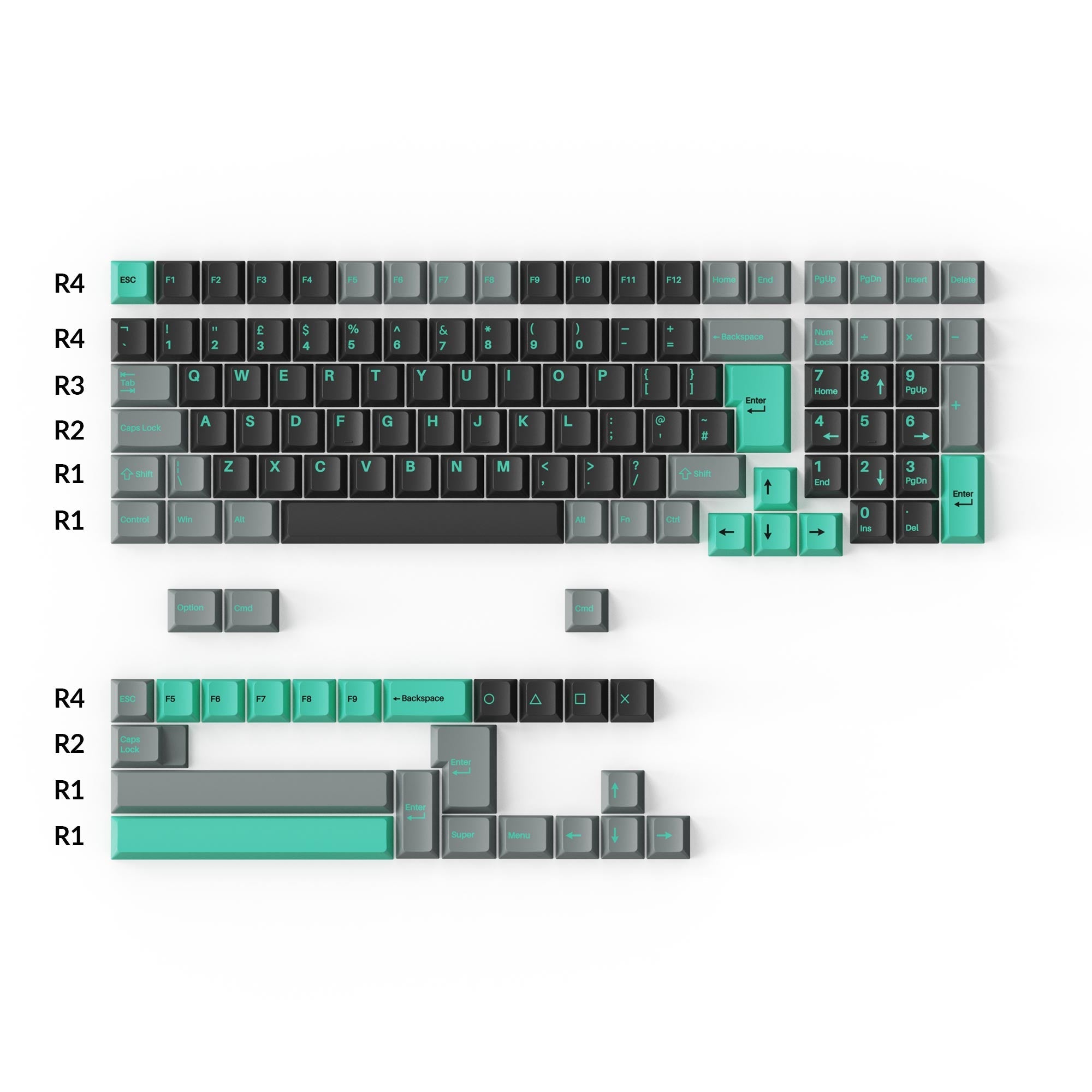 keychron-set-de-keycaps-hacker-mint-cherry-pbt-double-shot-full-set image 5