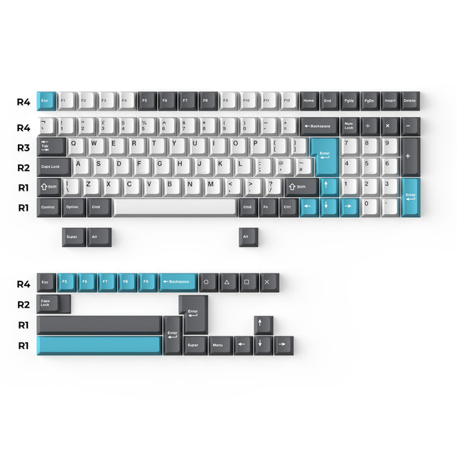 keychron-cherry-profile-double-shot-pbt-full-set-keycaps-gris-blanc-bleu image 3