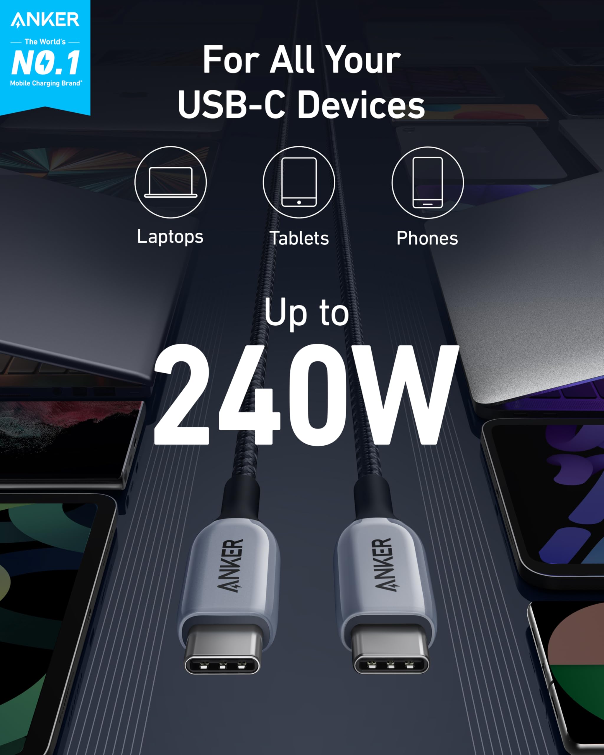 anker-765-c-ble-usb-c-vers-usb-c-140w-0-9-m-charge-rapide image 2