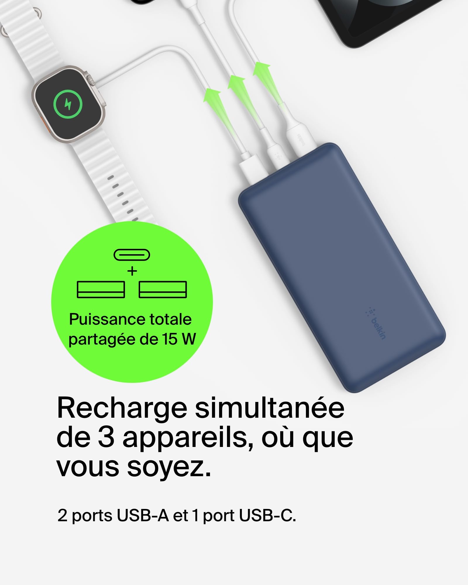 belkin-batterie-externe-usb-c-20000-mah-15w-3-ports-bleu image 2