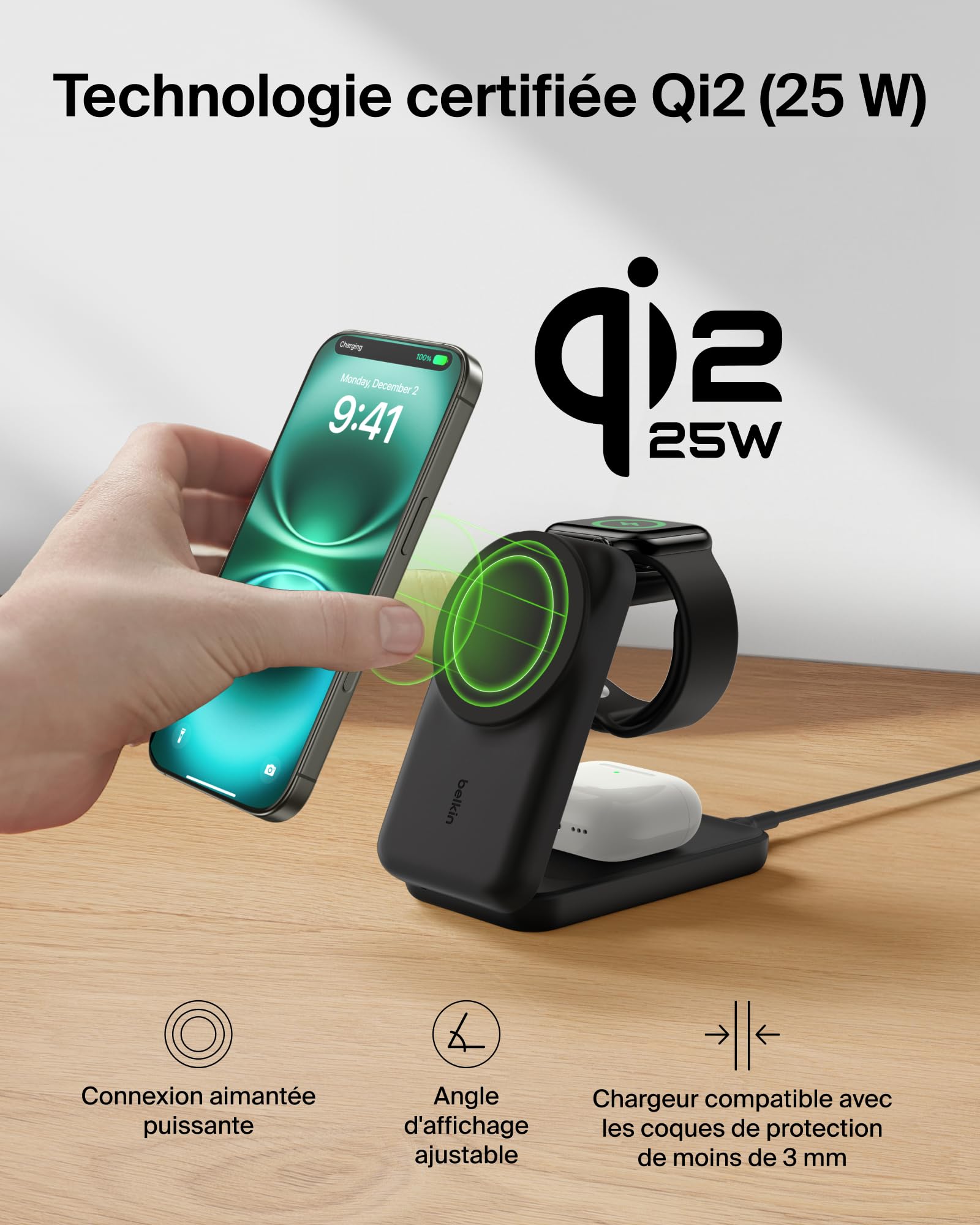 belkin-ultracharge-chargeur-induction-3-en-1-qi2-25w-noir image 7