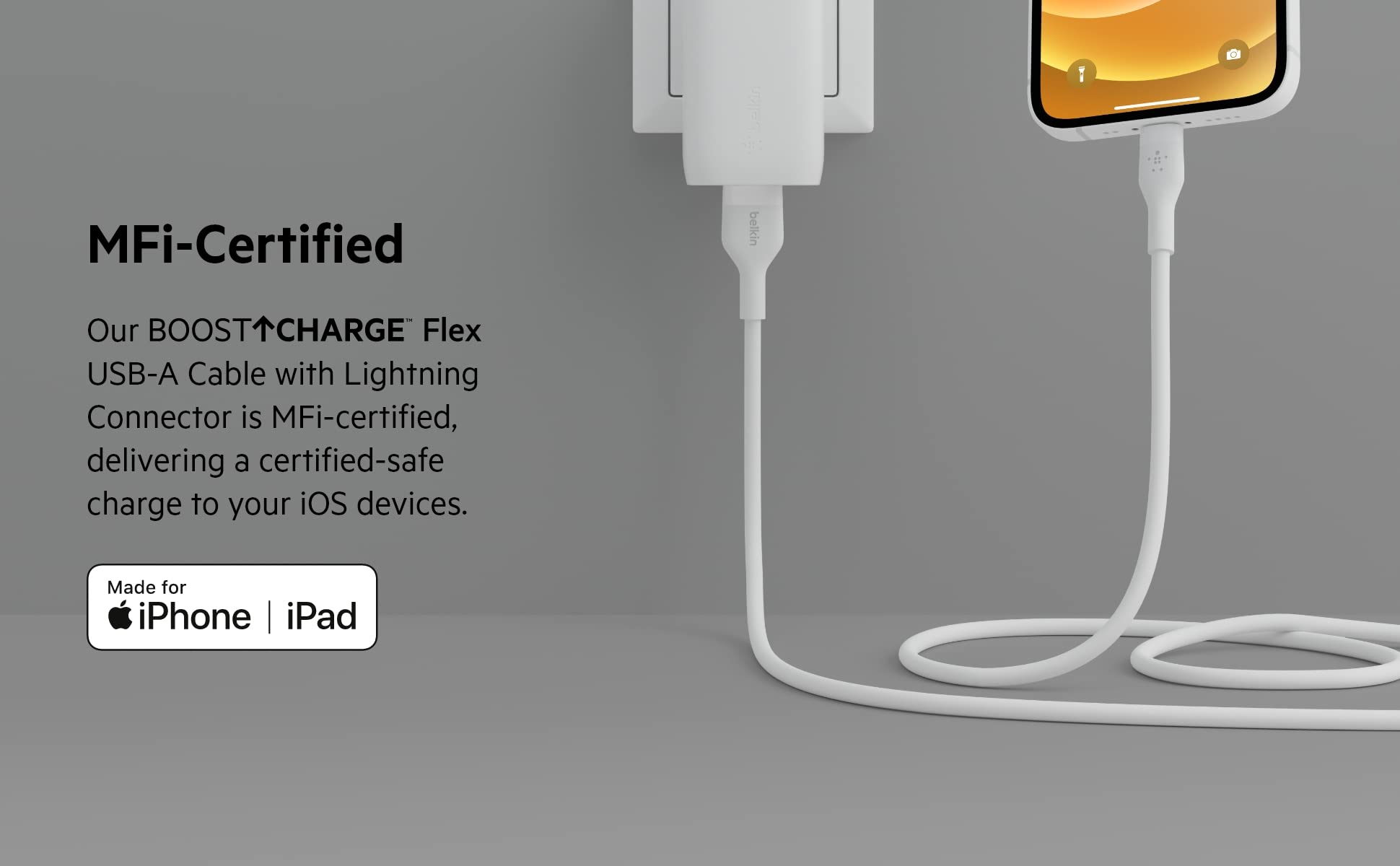 belkin-boostcharge-flex-c-ble-usb-a-vers-lightning-silicone-1-m-blanc image 5