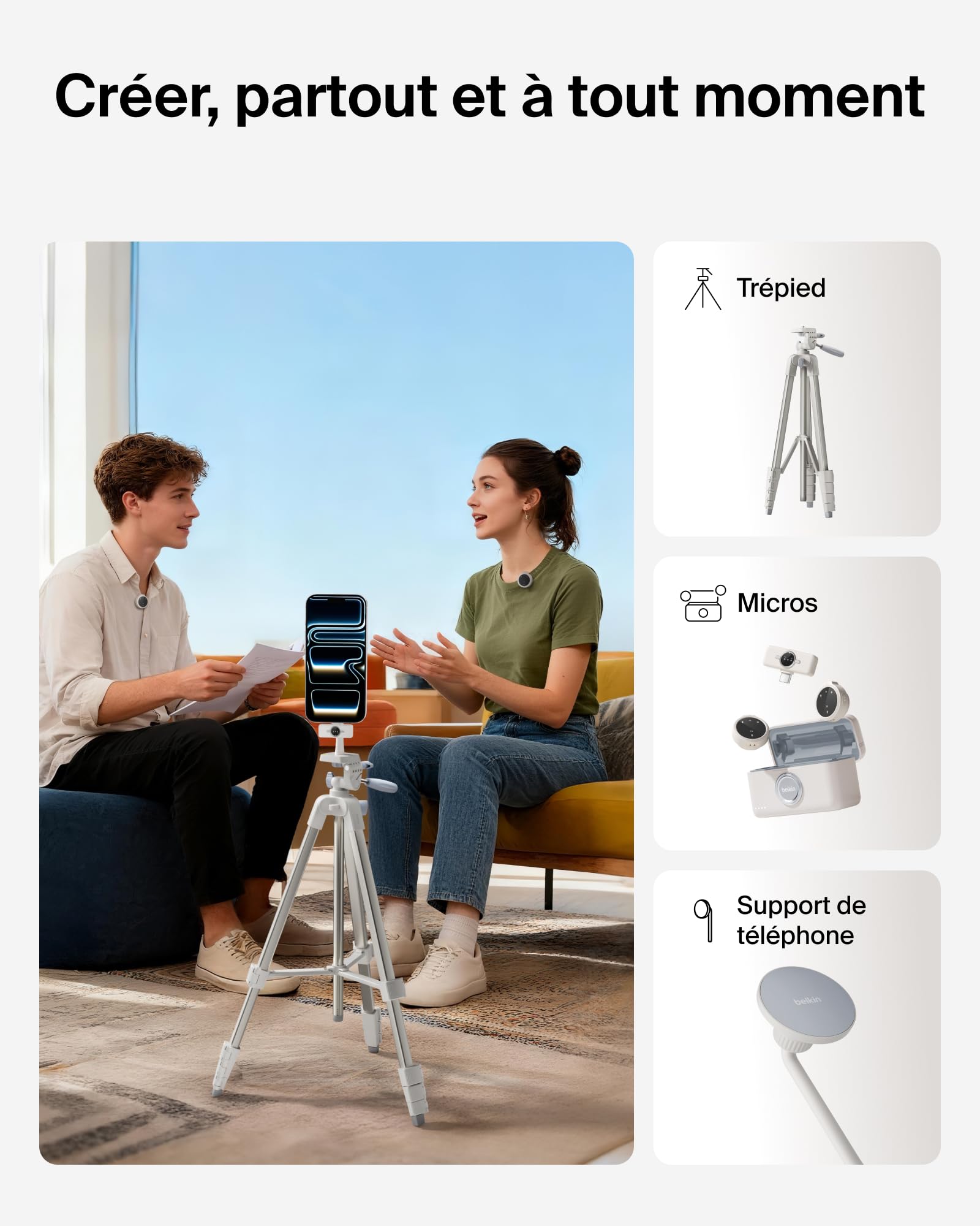 belkin-stage-kit-cr-ateurs-contenu-tr-pied-support-magn-tique-2-micros-sans-fil image 2