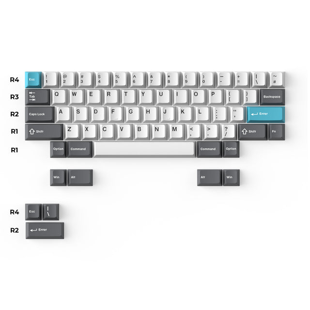 keychron-cherry-profile-double-shot-pbt-full-set-keycaps-gris-blanc-bleu image 4