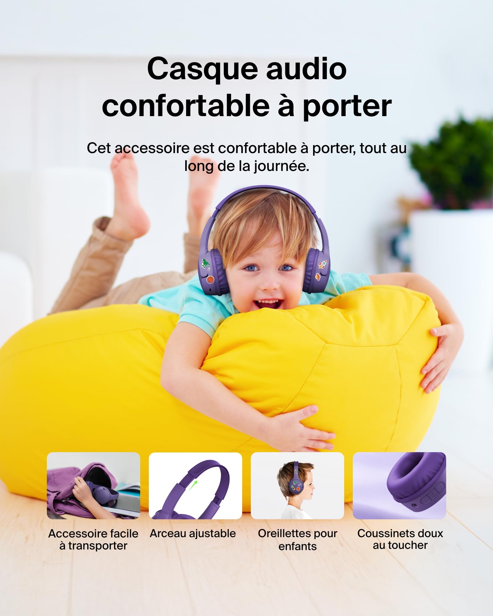 belkin-soundform-mini-casque-enfant-bluetooth-sans-fil-violet image 7