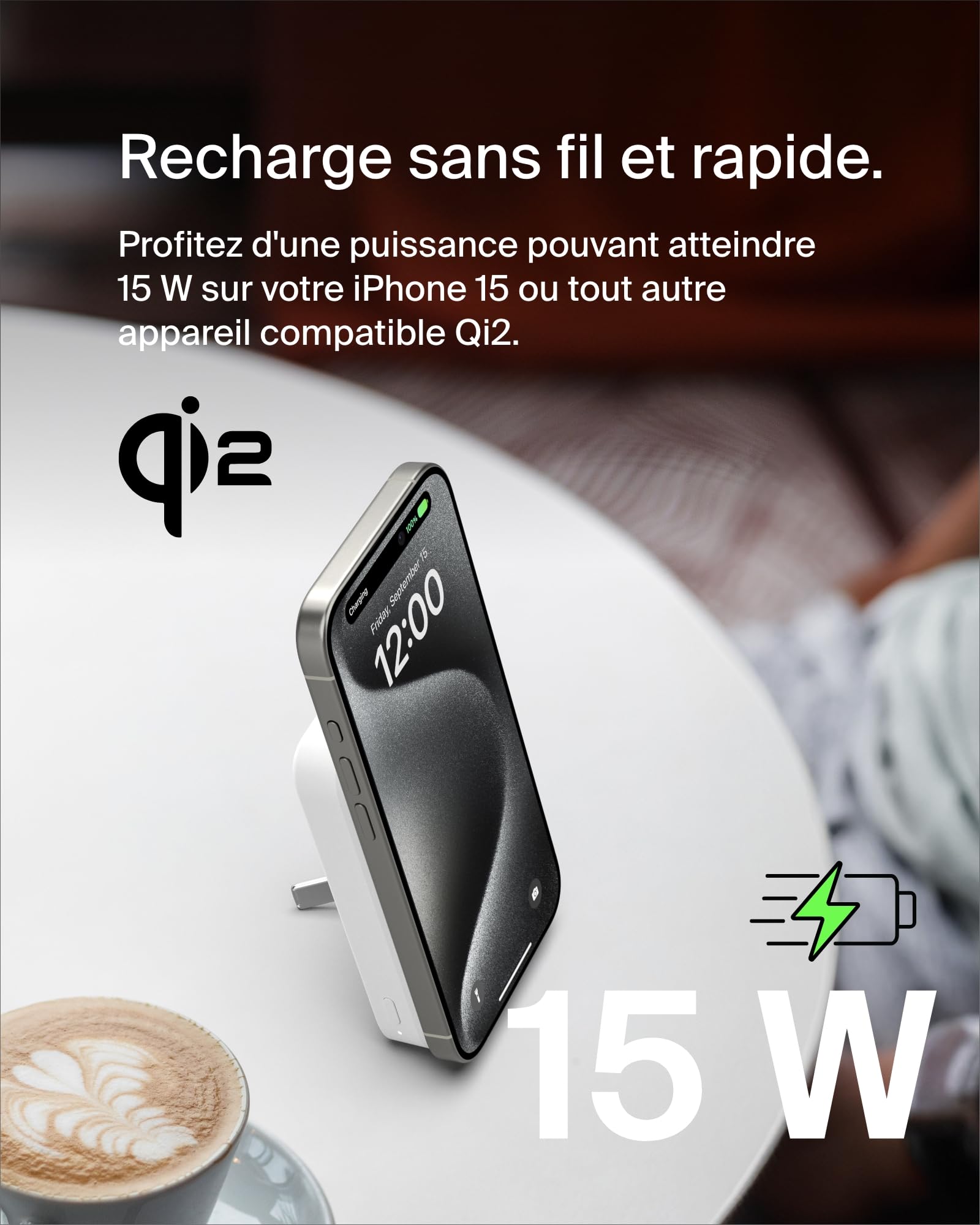 belkin-boostcharge-pro-batterie-externe-qi2-8000-mah-15w-magsafe-blanche-avec-su image 2