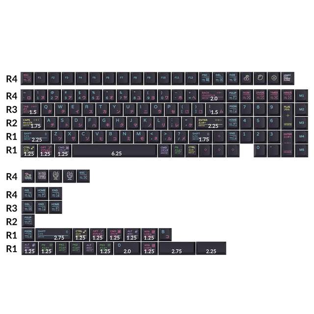 keychron-neon-night-set-de-keycaps-pbt-cherry-dye-sub-140-touches image 2