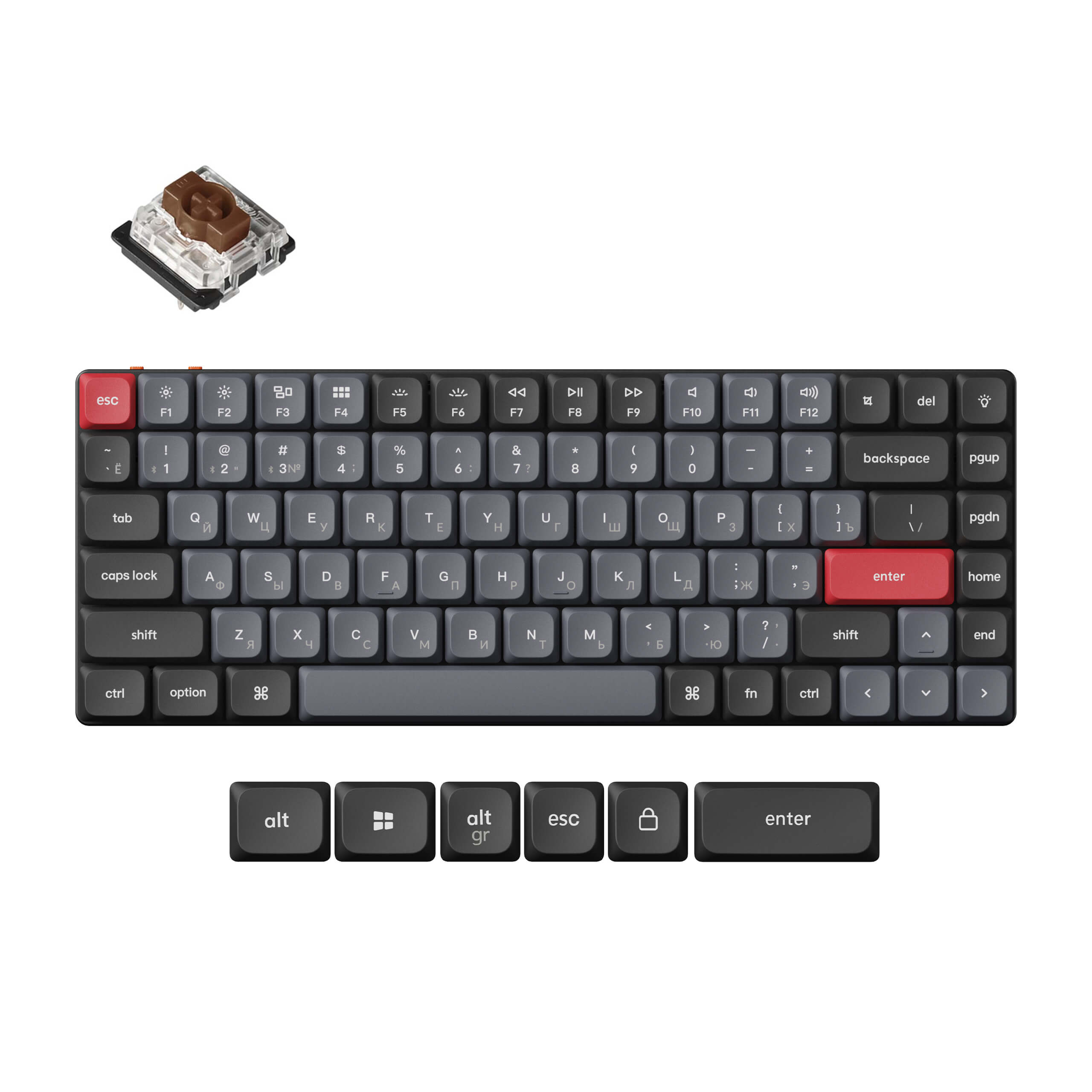 keychron-k3-pro-clavier-m-canique-sans-fil-ultra-fin-75-disposition-russe-ru image 2