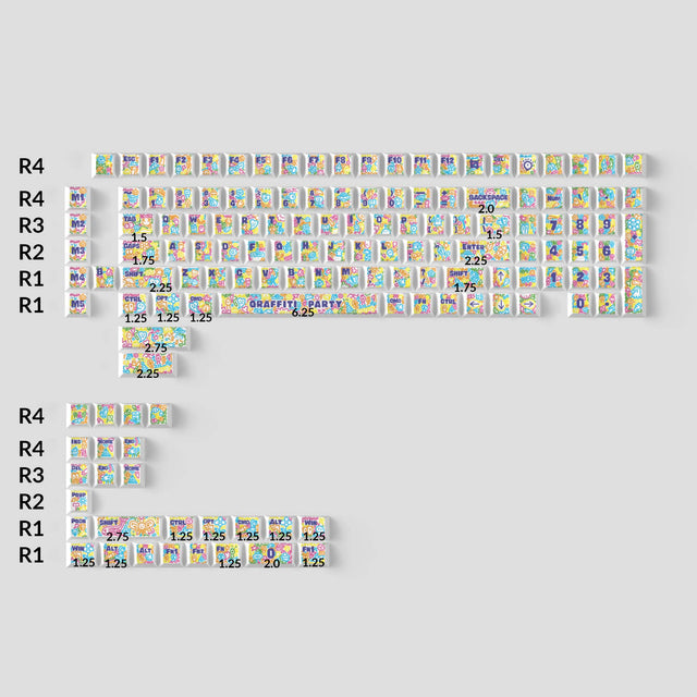 keychron-graffiti-party-set-de-140-keycaps-pbt-cherry-profile-dye-sub image 2