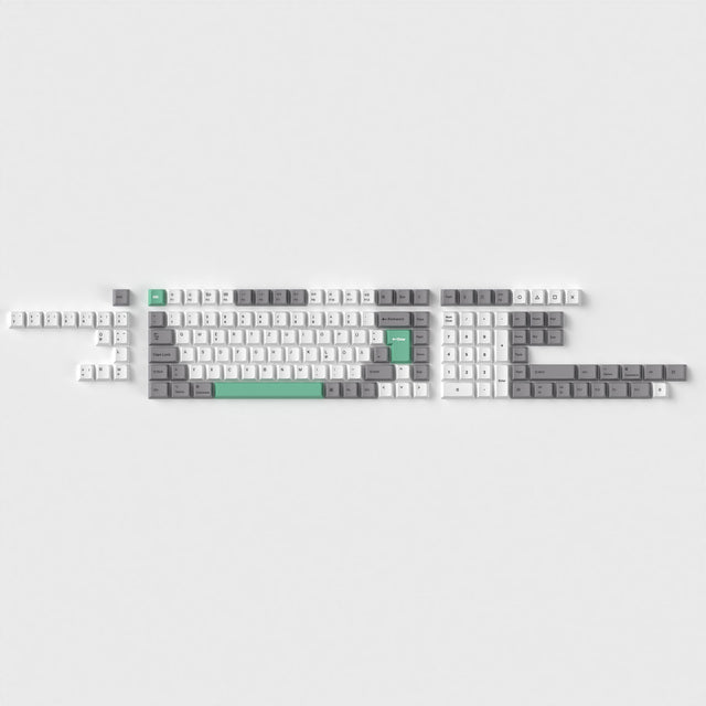 keychron-set-de-keycaps-iso-cherry-dye-sub-pbt-full-set-gris-blanc-menthe image 1