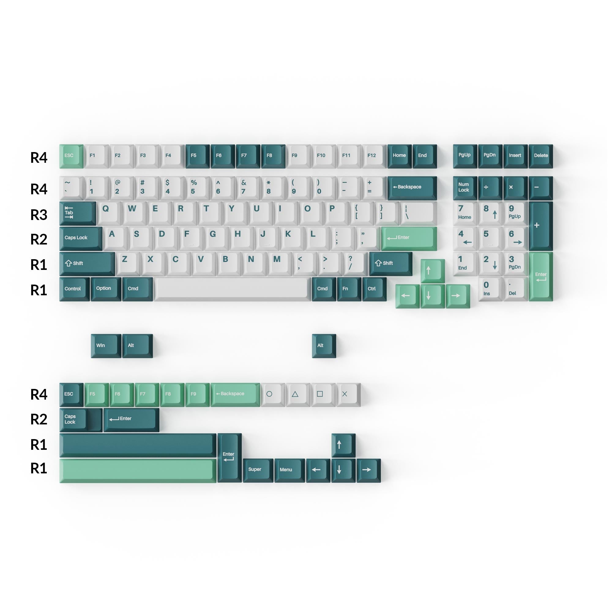 keychron-set-complet-de-touches-pbt-double-shot-profil-cherry-blanc-menthe image 2