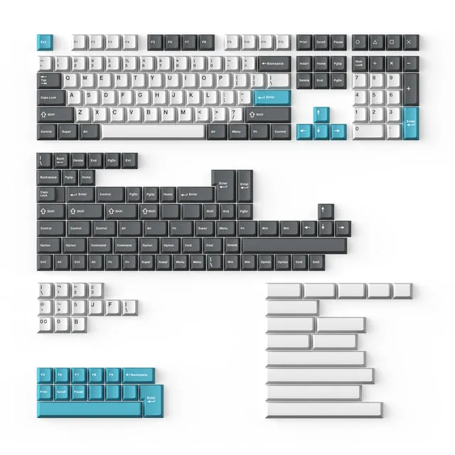 keychron-cherry-profile-double-shot-pbt-full-set-keycaps-gris-blanc-bleu image 1
