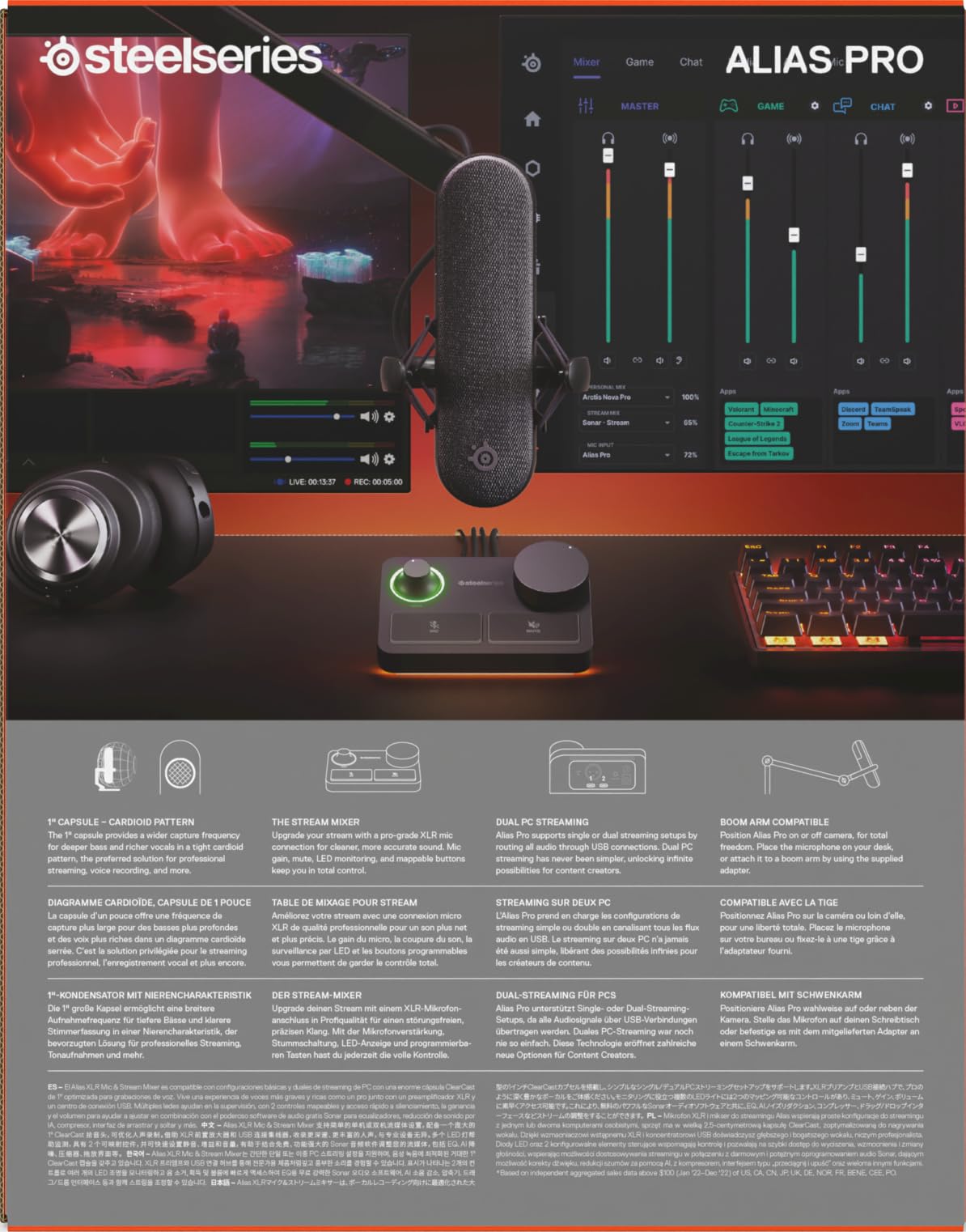 steelseries-alias-pro-microphone-xlr-stream-mixer-pour-gaming-et-streaming image 8