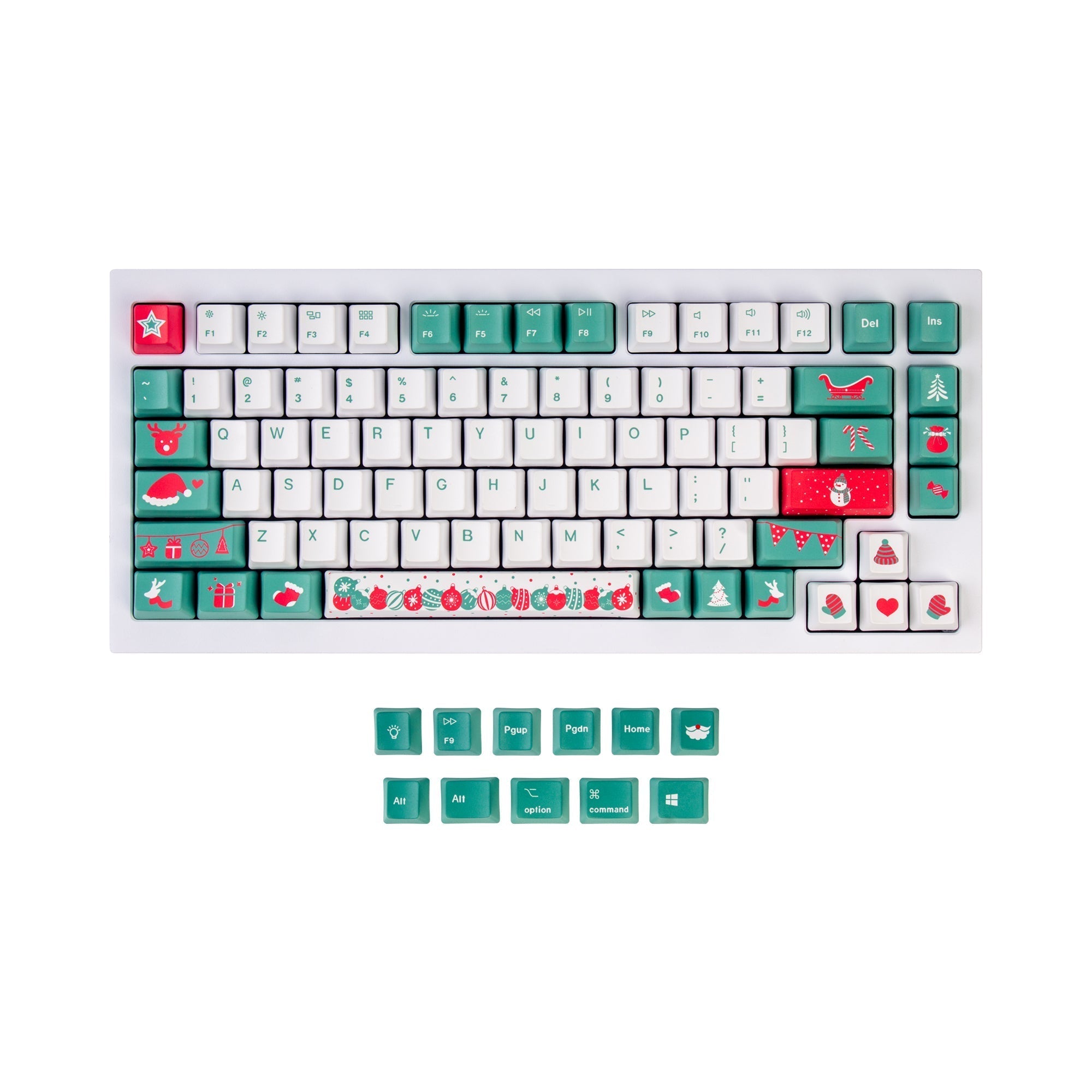 keychron-oem-dye-sub-pbt-set-de-keycaps-christmas-tree-ansi image 3