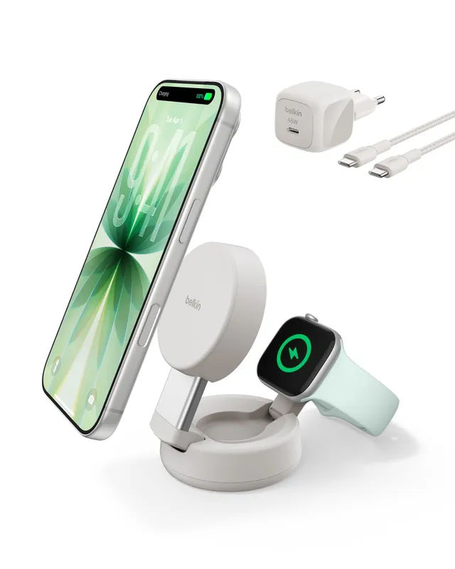 belkin-ultracharge-2-en-1-magsafe-qi2-2-25-w-pliable-adaptateur-45-w-beige image 1