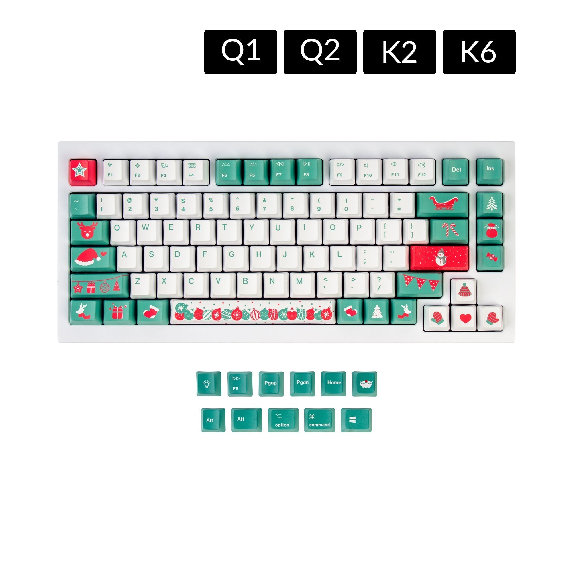 keychron-oem-dye-sub-pbt-set-de-keycaps-christmas-tree-ansi image 1