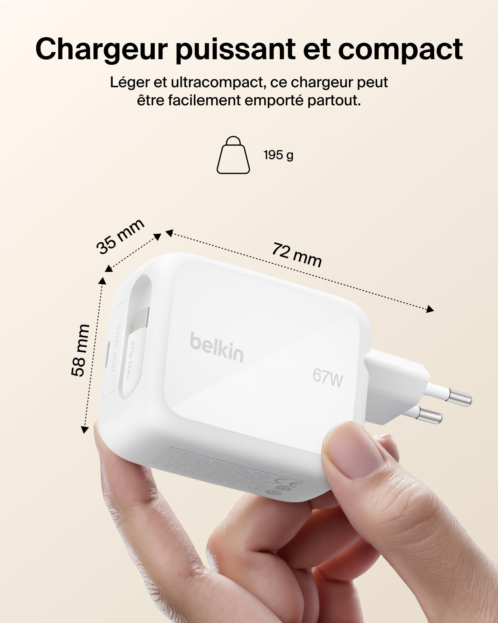 belkin-ultracharge-chargeur-usb-c-gan-45-w-avec-c-ble-r-tractable-80-cm image 6