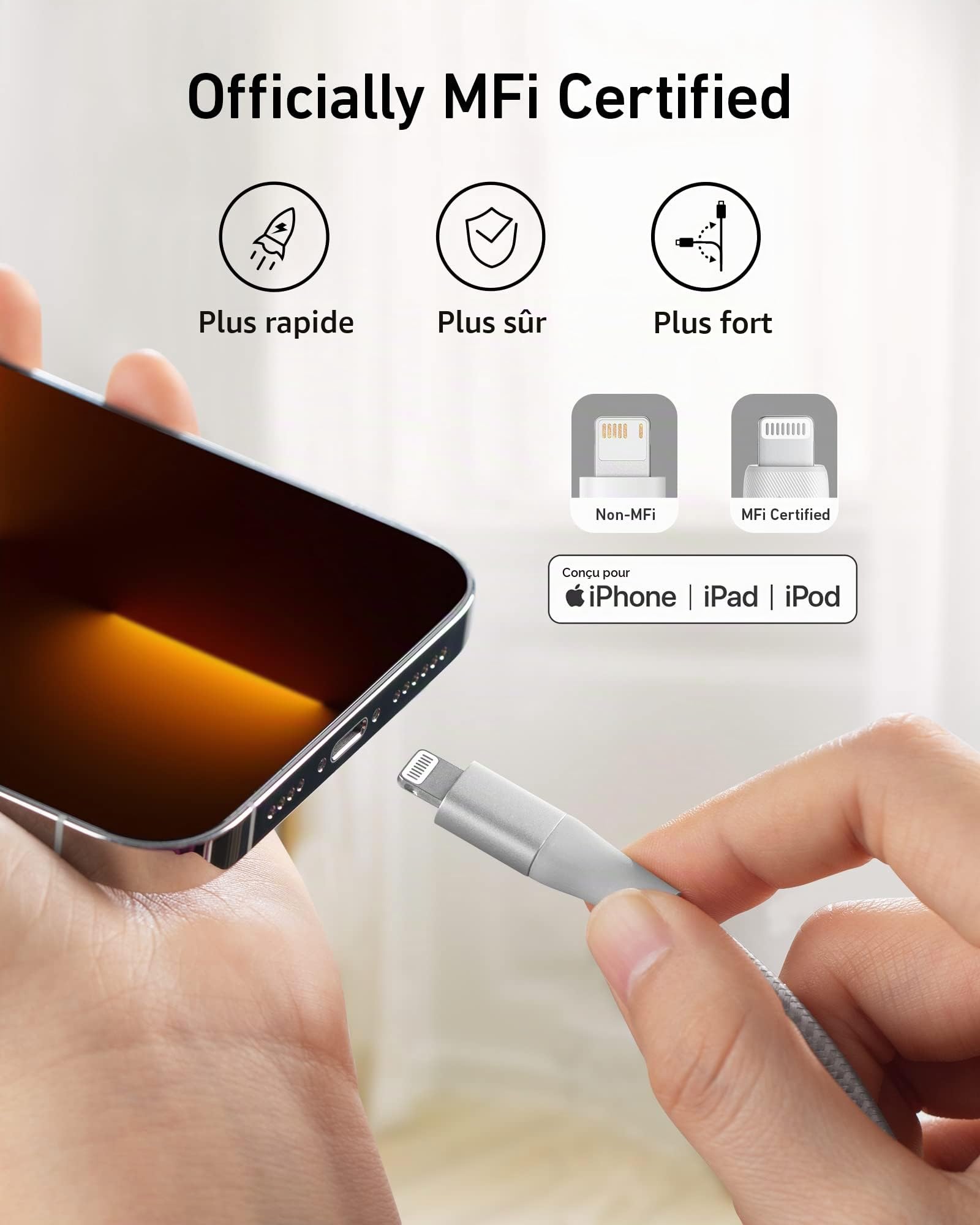 anker-551-c-ble-usb-a-vers-lightning-3-m-certifi-mfi-nylon-tress-argent image 3