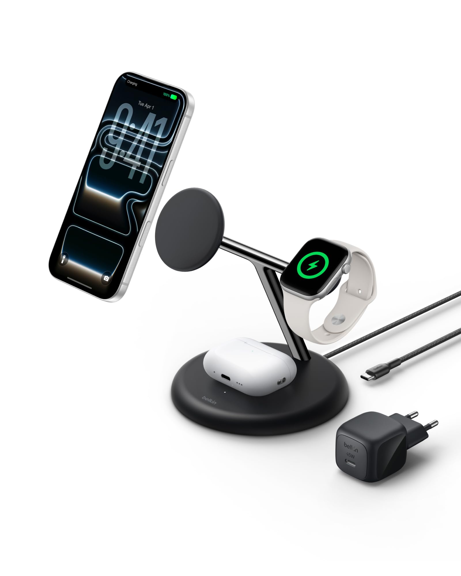 belkin-ultracharge-station-recharge-sans-fil-3-en-1-25w-qi2-2-magsafe-noir image 1