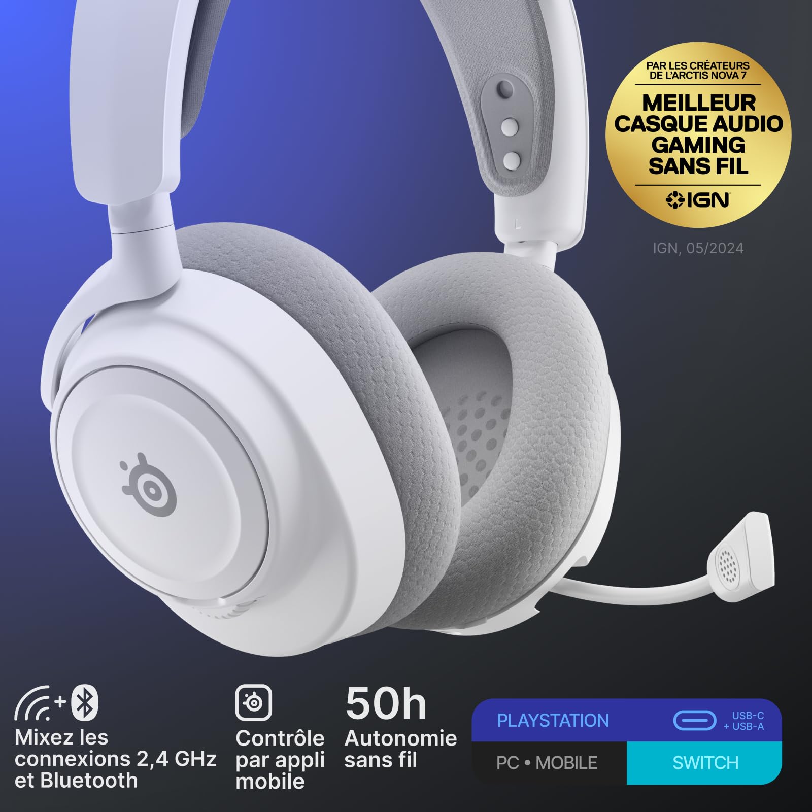 steelseries-casque-gaming-sans-fil-arctis-nova-7p-gen2-ps5-pc-switch-mobile image 2