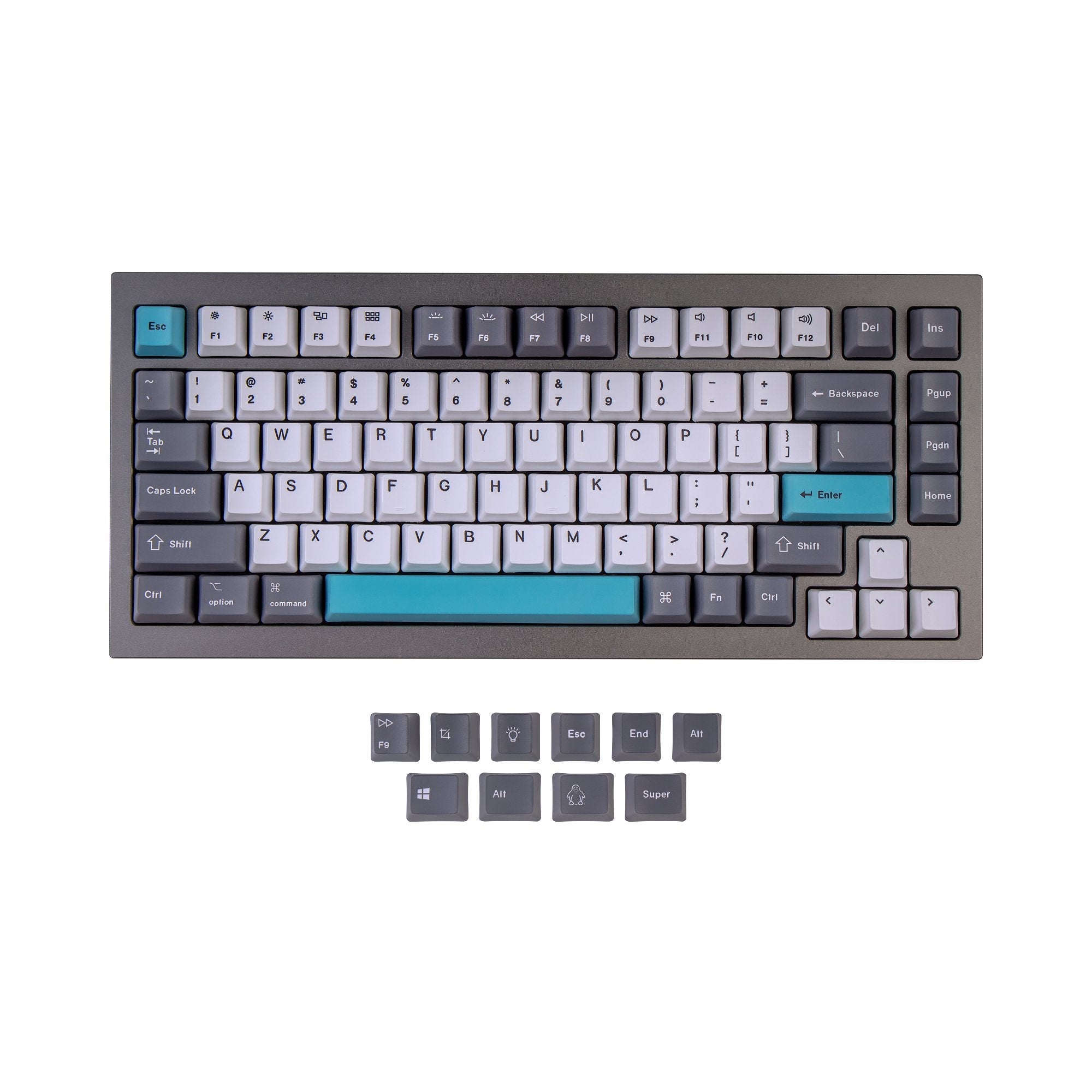keychron-oem-dye-sub-pbt-set-de-keycaps-grey-white-blue image 2