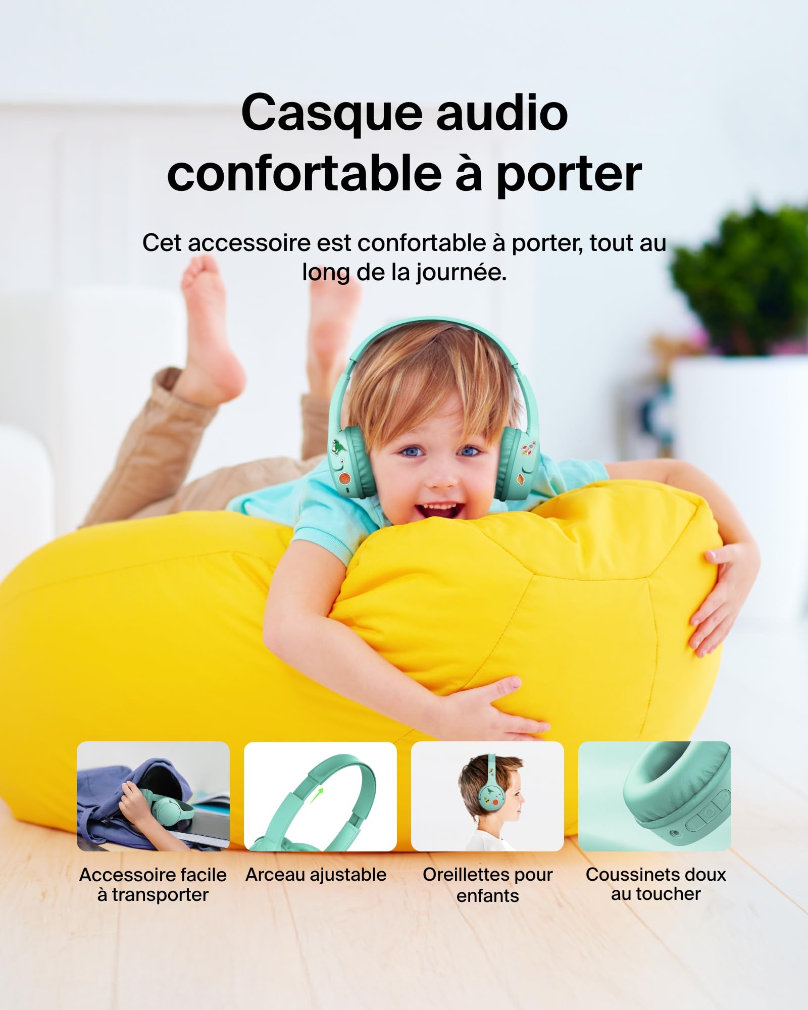 belkin-soundform-mini-casque-enfant-bluetooth-sans-fil-vert image 7