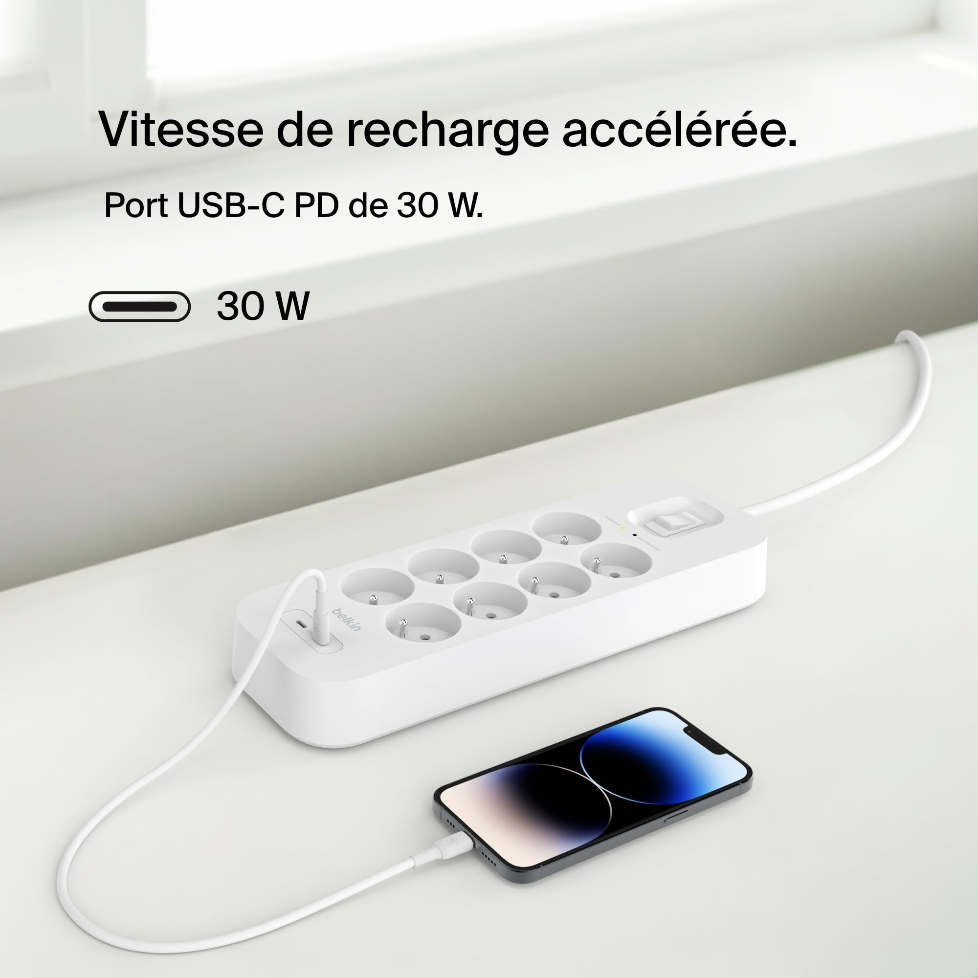 belkin-multiprise-parafoudre-8-prises-2-usb-c-pd-18w-2m image 4