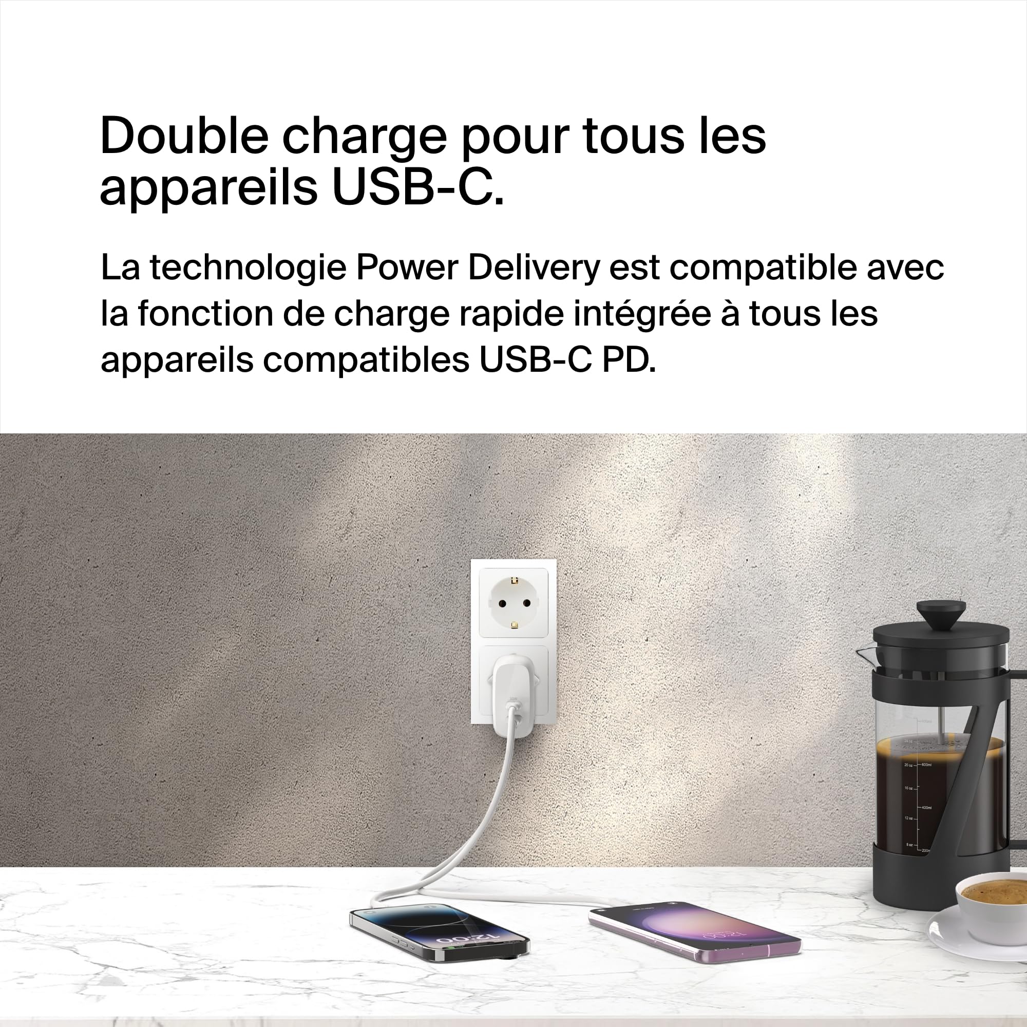 belkin-boostcharge-chargeur-secteur-2x-usb-c-60-w-pps-c-bles-usb-c-et-lightning image 3