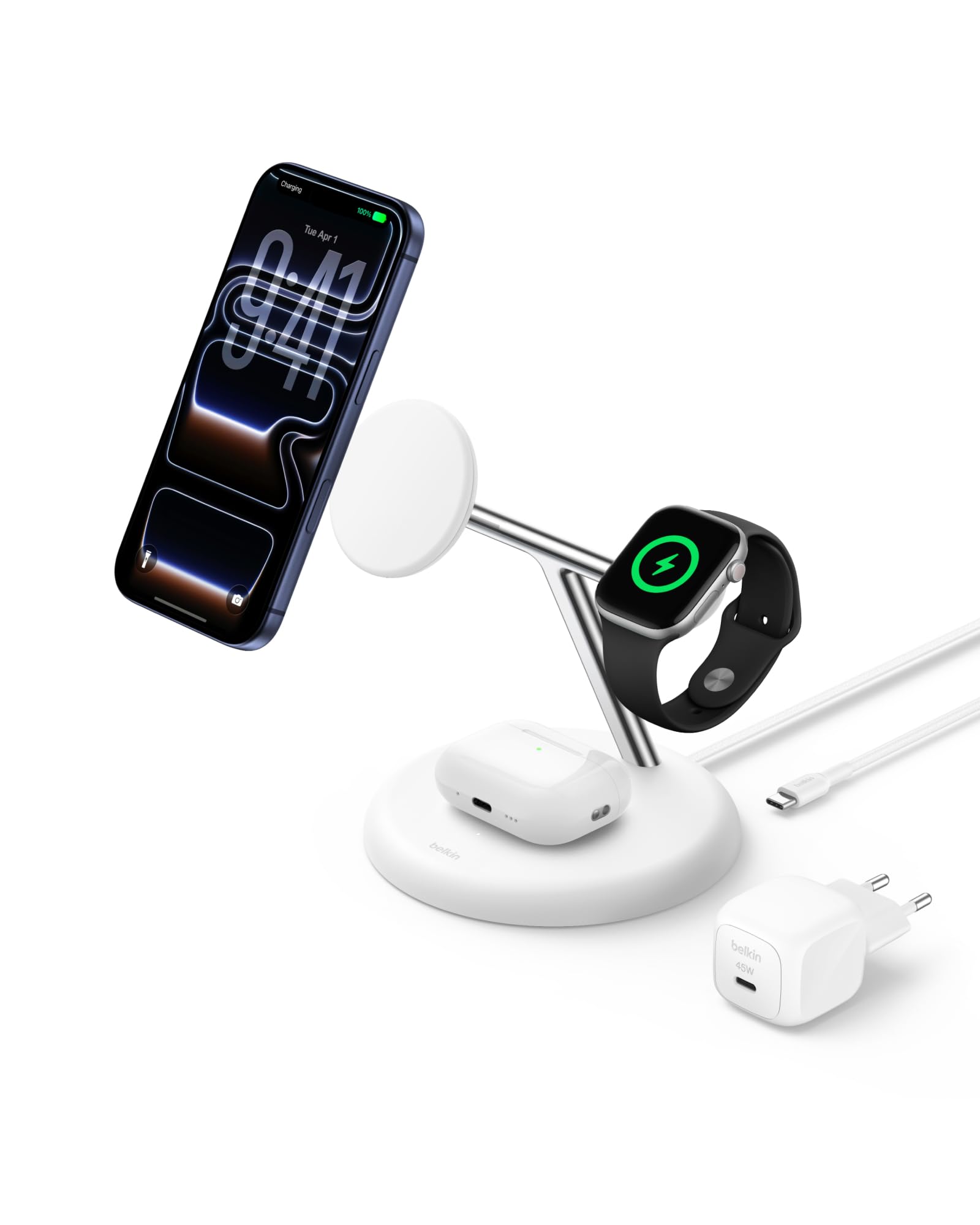 belkin-ultracharge-station-de-recharge-sans-fil-3-en-1-qi2-2-25w-blanc image 1
