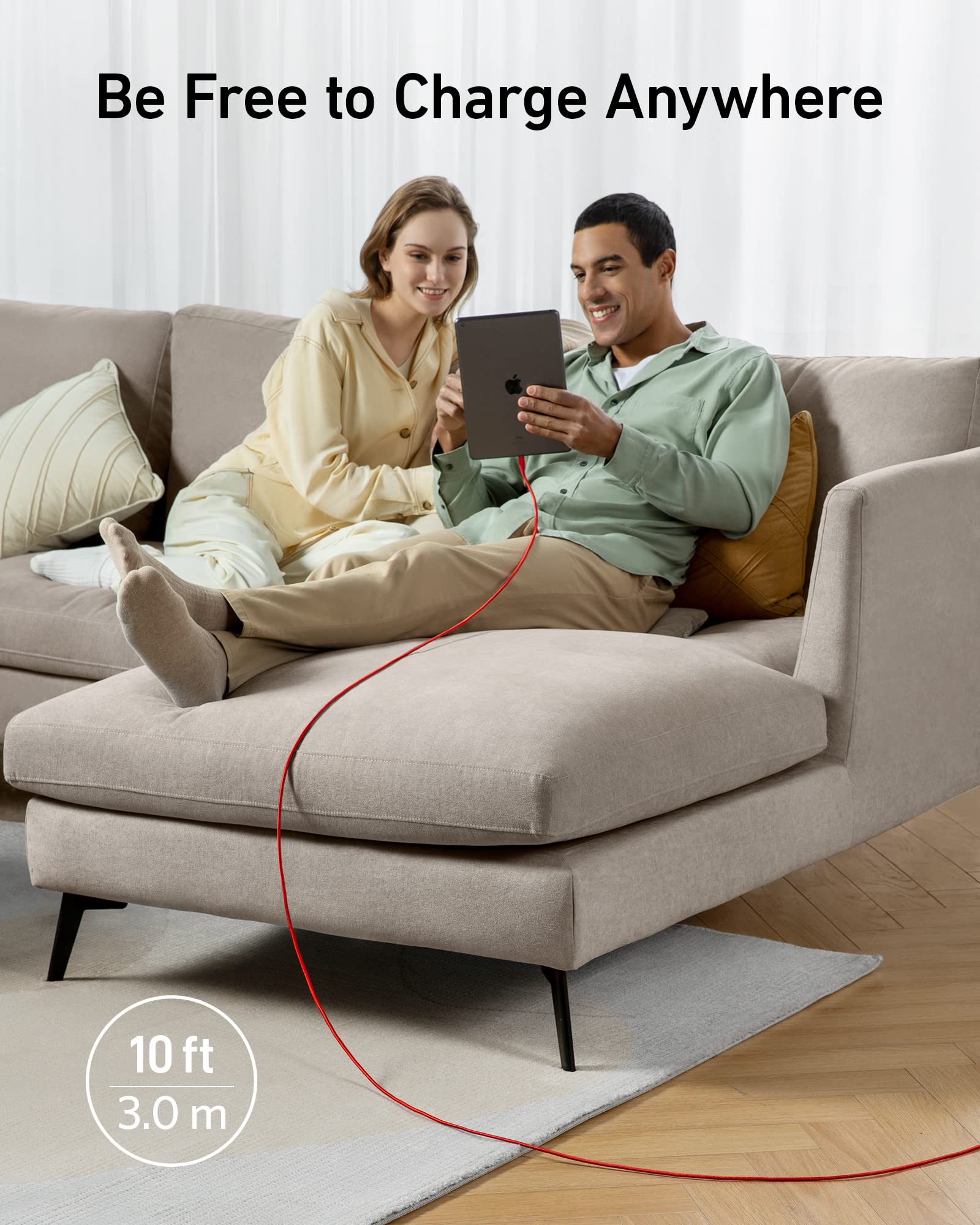 anker-551-powerline-c-ble-usb-a-vers-lightning-3-m-rouge-certifi-mfi-iphone image 6