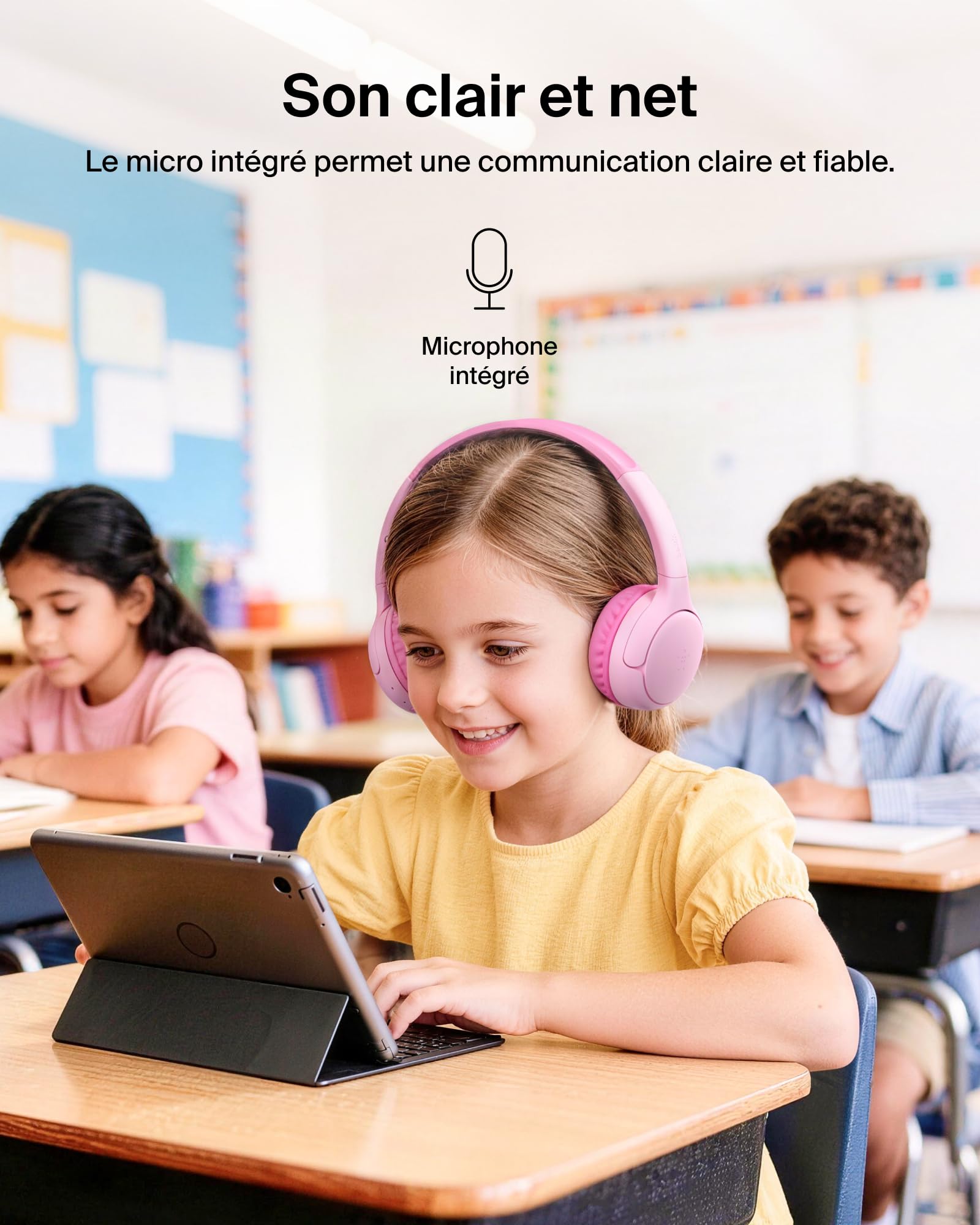 belkin-soundform-mini-2-casque-audio-sans-fil-enfant-rose image 7