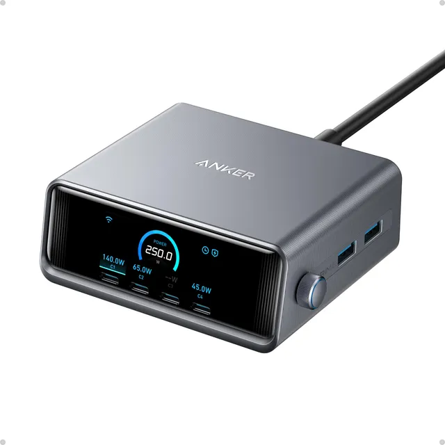 anker-prime-chargeur-usb-c-250w-6-ports-gan-cran-lcd image 1