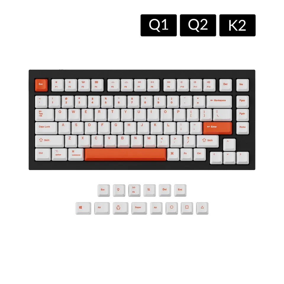 keychron-orange-set-de-keycaps-pbt-oem-dye-sub-ansi-v1-v2-q1-q2-k2 image 1