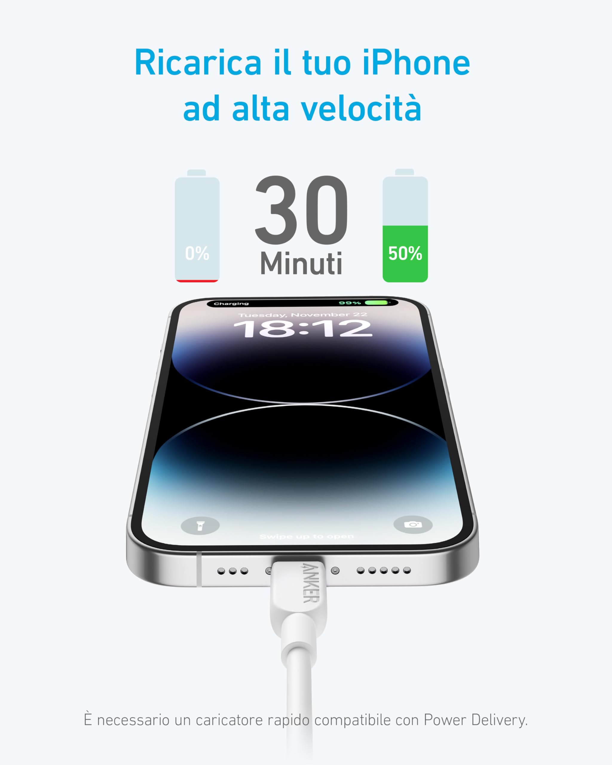 anker-310-c-ble-usb-c-vers-lightning-1-m-certifi-mfi-charge-rapide image 2