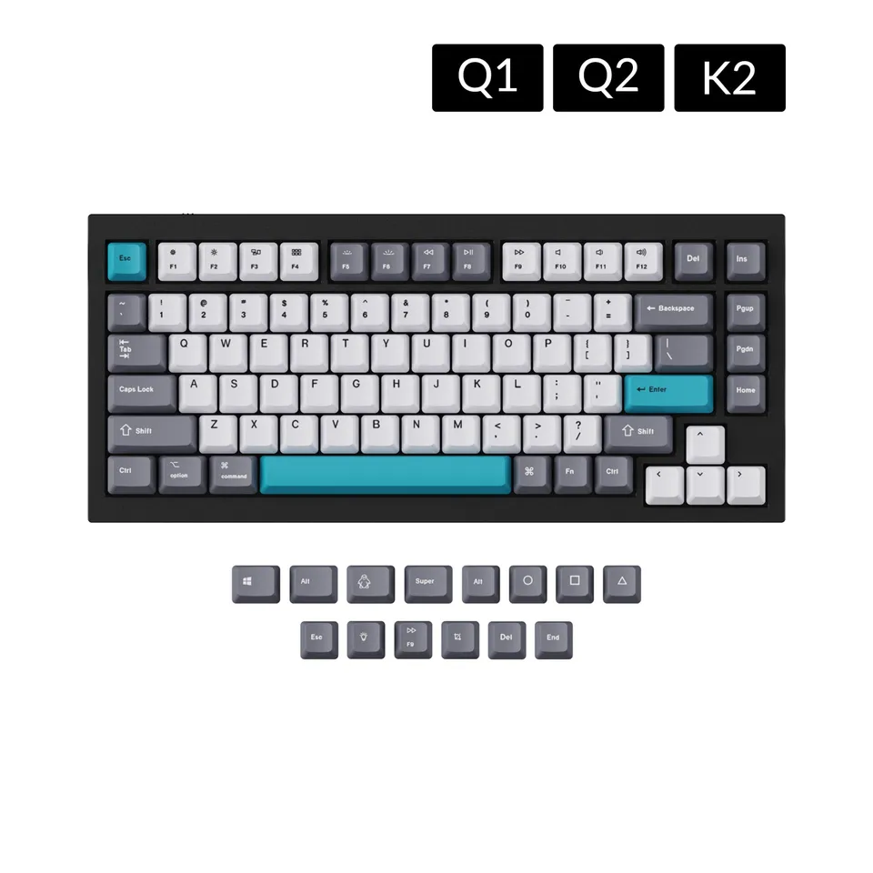 keychron-oem-dye-sub-pbt-set-de-keycaps-grey-white-blue image 1