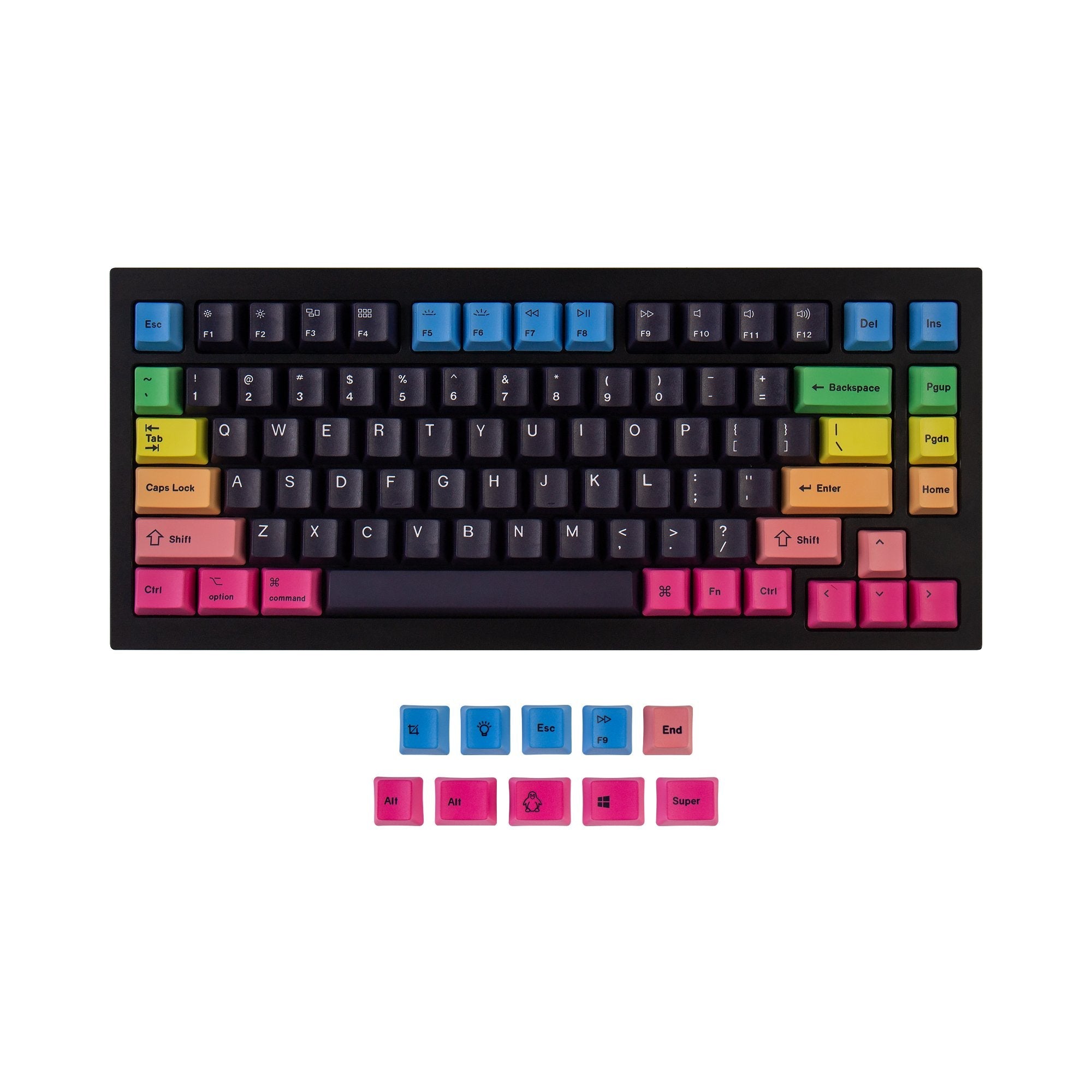 keychron-set-de-keycaps-pbt-dye-sub-profil-oem-rainbow image 2