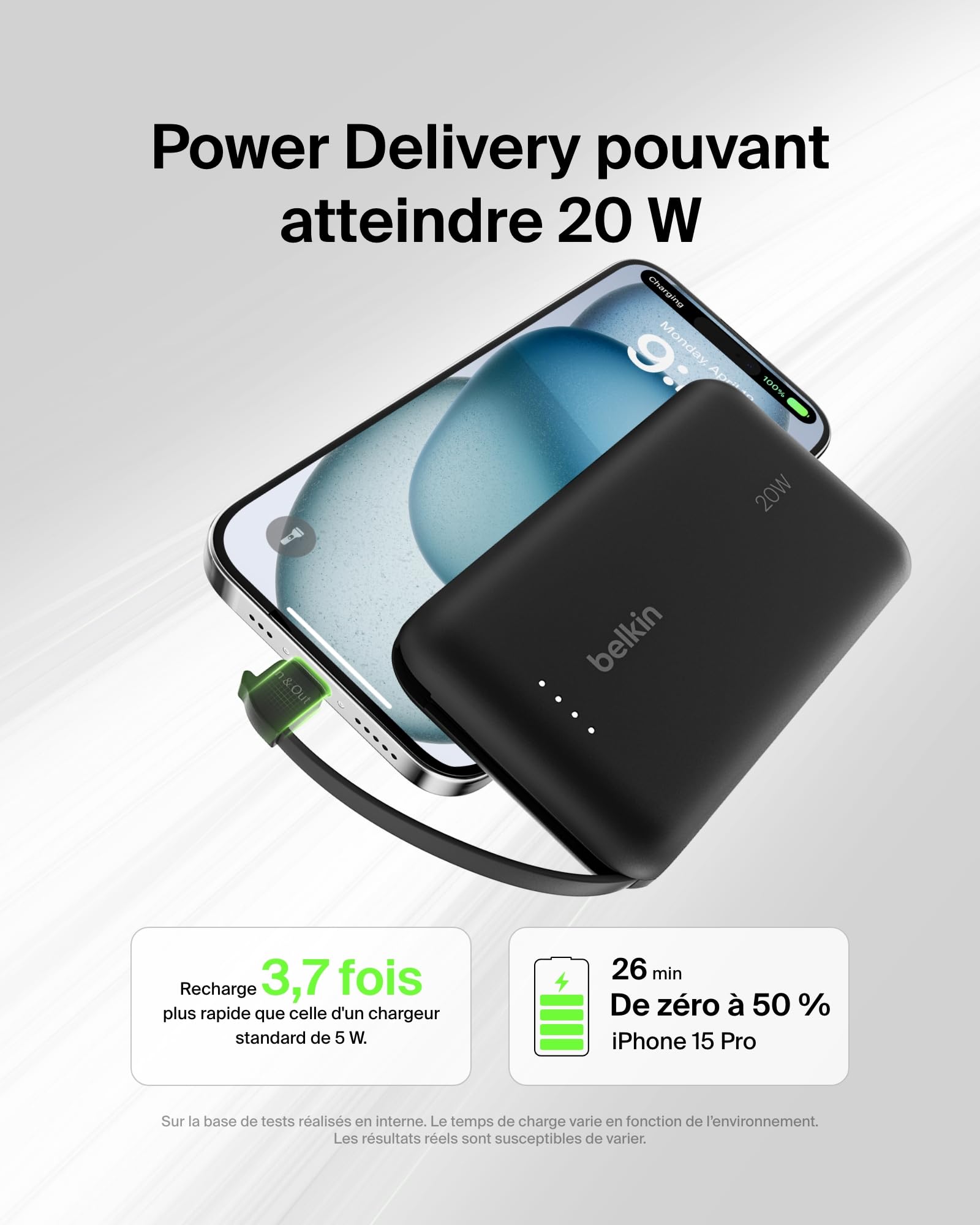 belkin-boostcharge-batterie-externe-10-000-mah-avec-c-ble-usb-c-int-gr-pd-20-w image 2