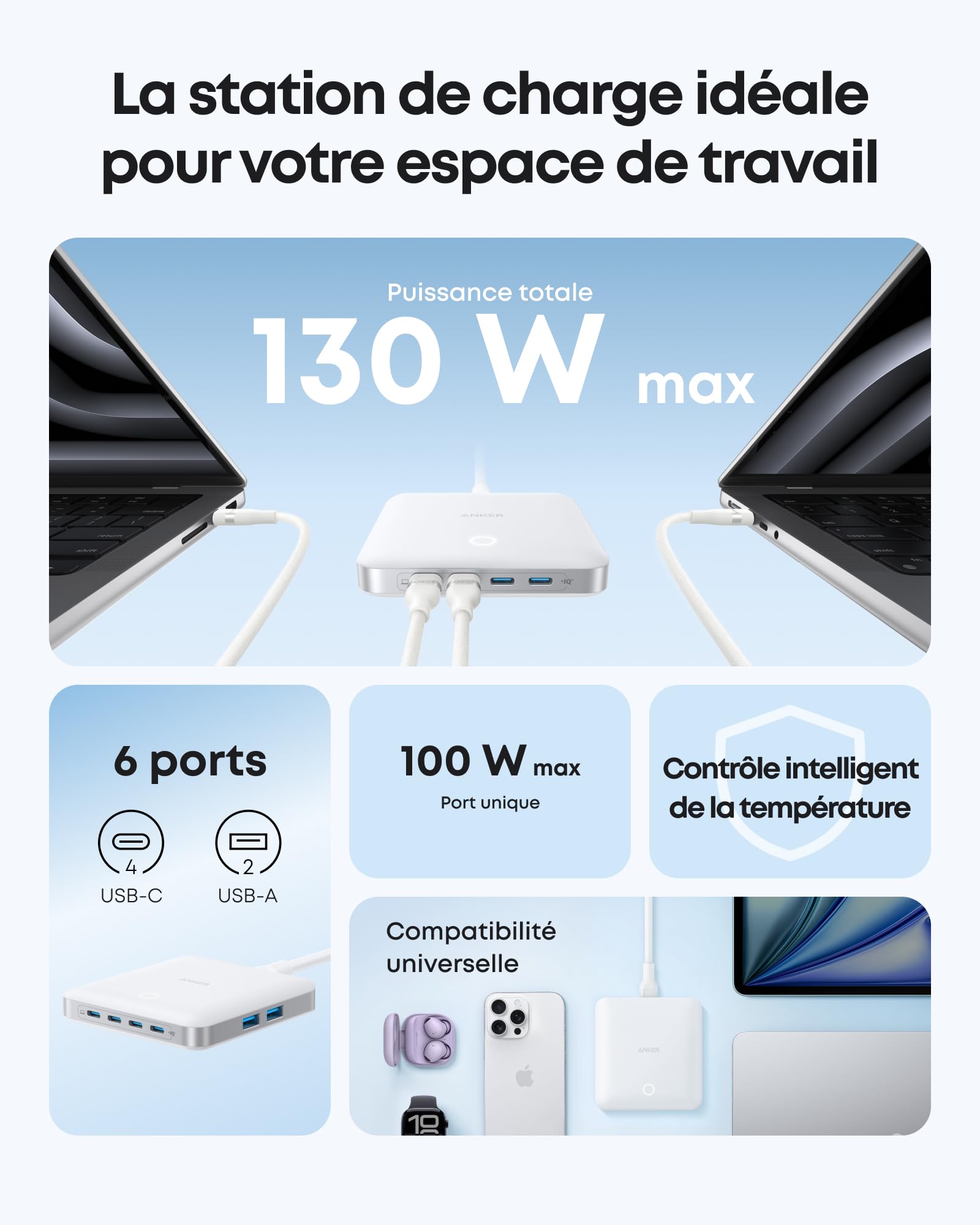 anker-nano-station-130w-6-ports-4-usb-c-2-usb-a-chargeur-bureau-2 image 2
