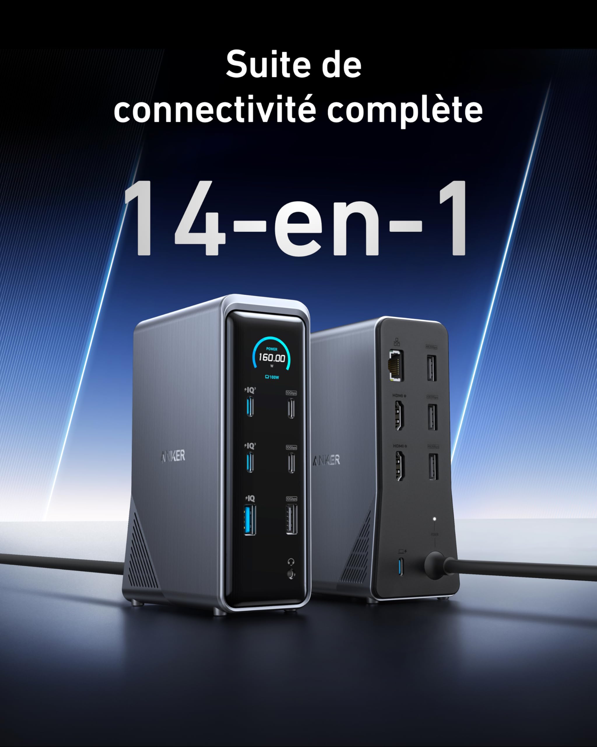 anker-prime-station-d-accueil-160w-14-ports-double-4k-10-gbit-s-pour-dell-macboo image 2