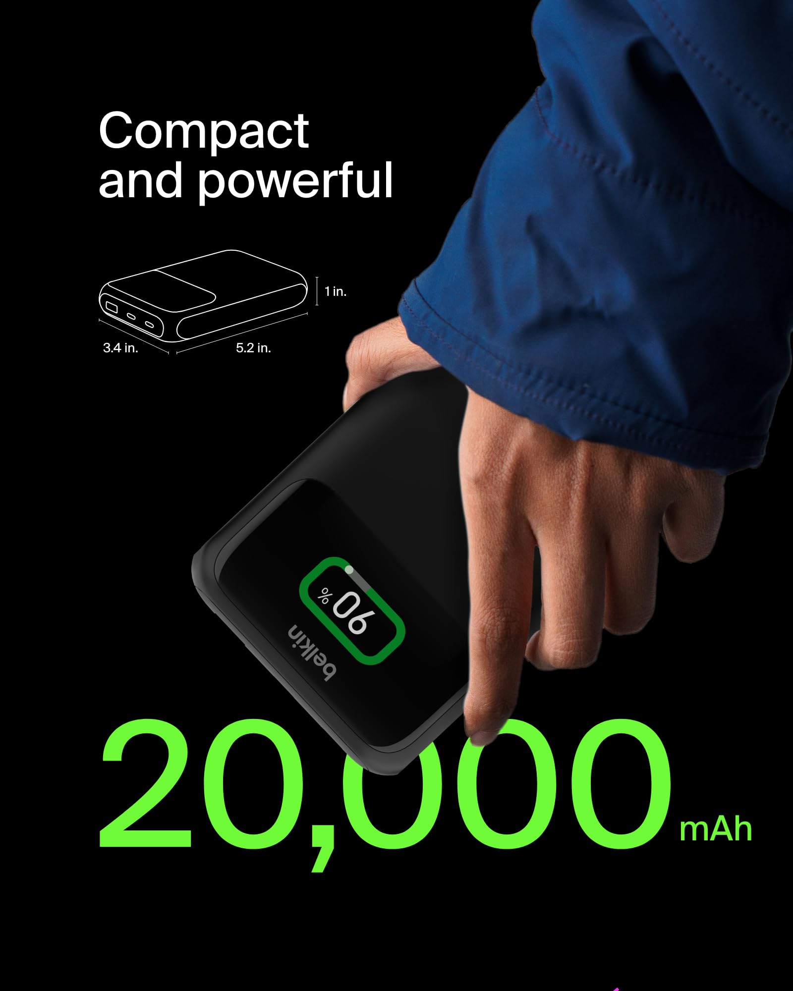 belkin-boostcharge-batterie-externe-20000mah-65w-3-ports-usb-c-usb-a-pour-macboo image 3